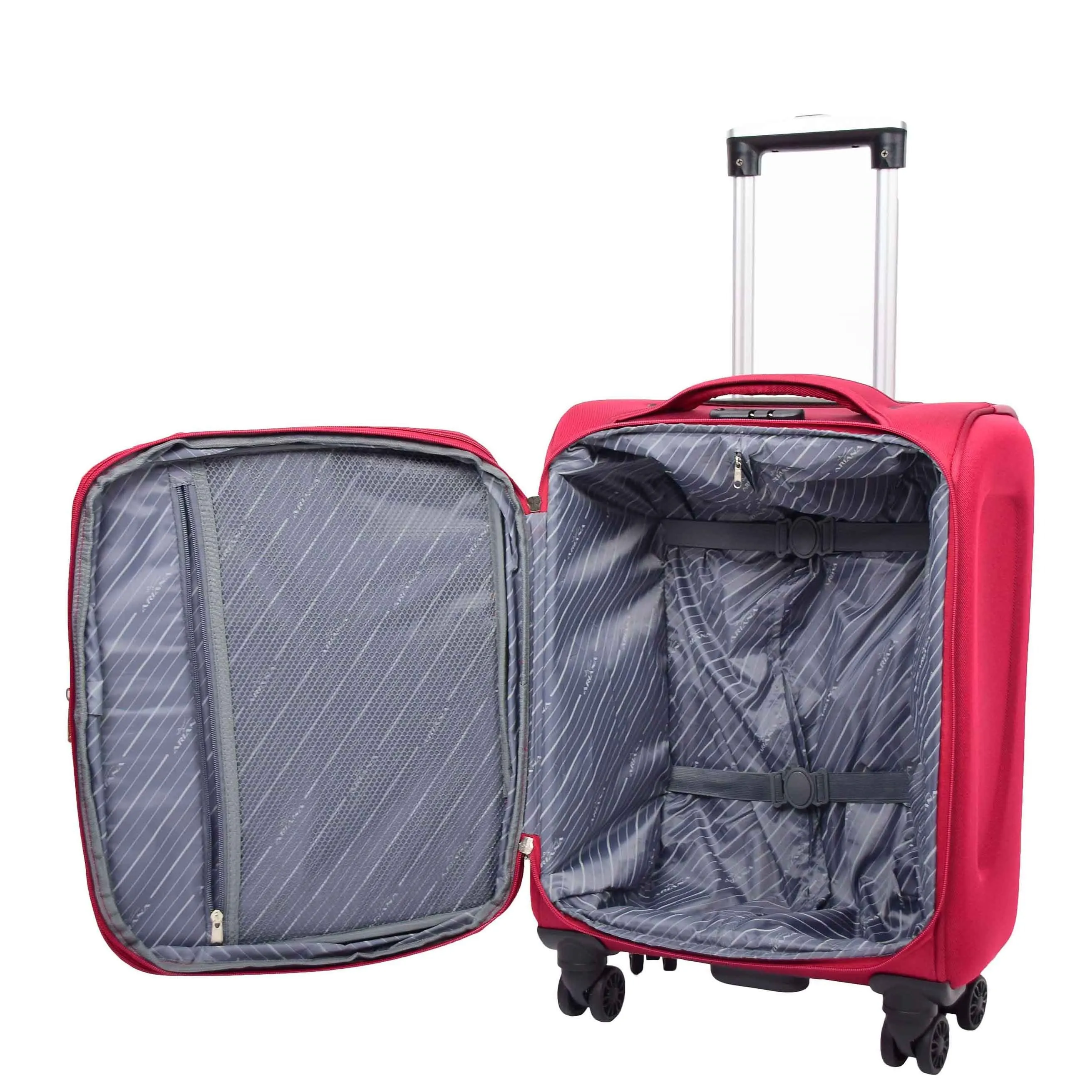 DR568 Soft Case Four Wheel Travel Luggage Suitcase Burgundy