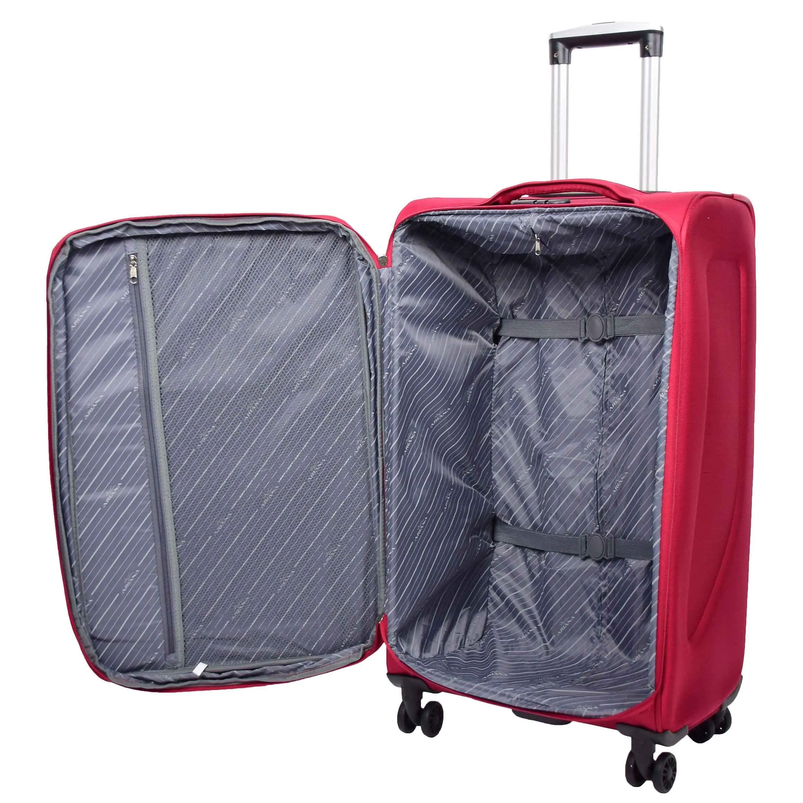 DR568 Soft Case Four Wheel Travel Luggage Suitcase Burgundy