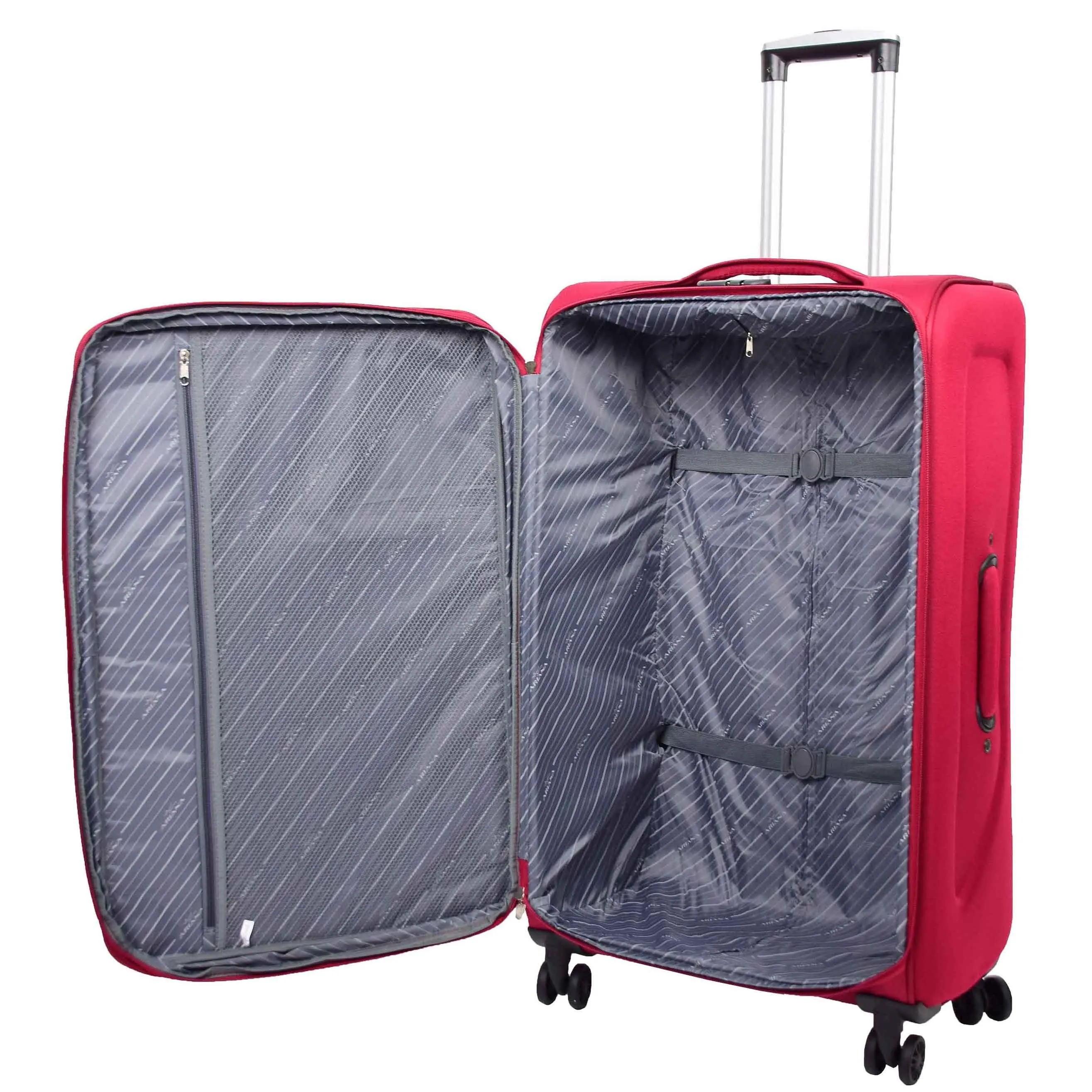 DR568 Soft Case Four Wheel Travel Luggage Suitcase Burgundy