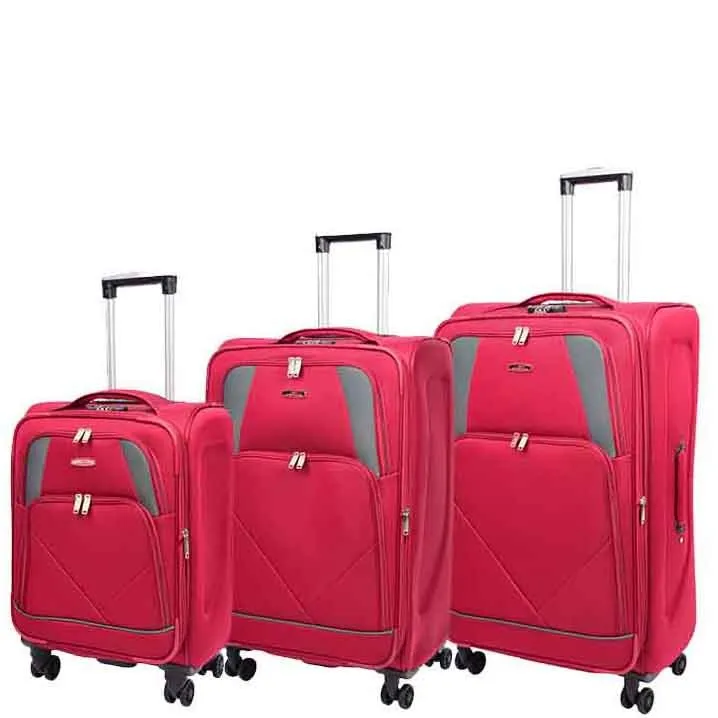 DR568 Soft Case Four Wheel Travel Luggage Suitcase Burgundy