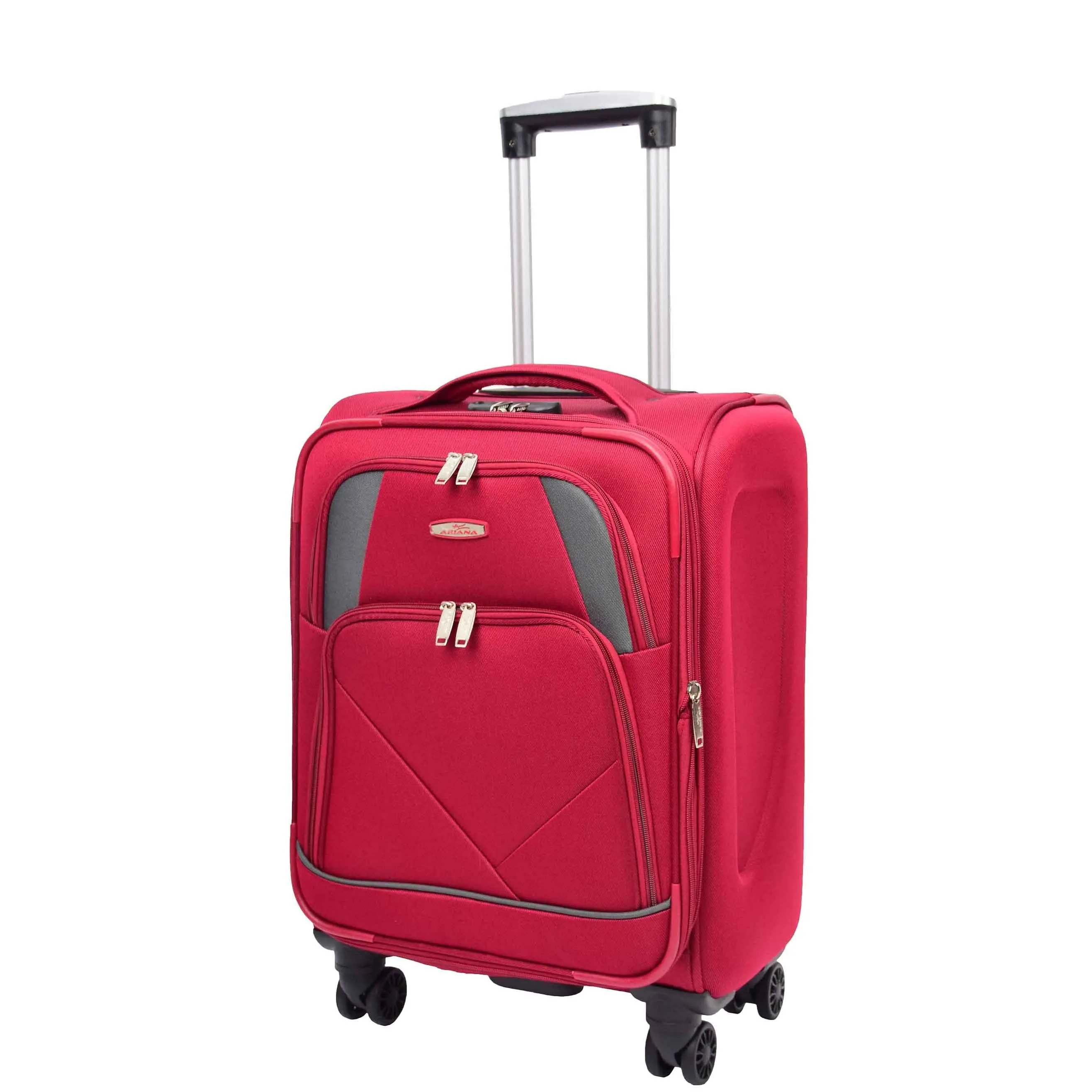 DR568 Soft Case Four Wheel Travel Luggage Suitcase Burgundy