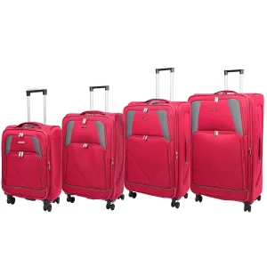 DR568 Soft Case Four Wheel Travel Luggage Suitcase Burgundy
