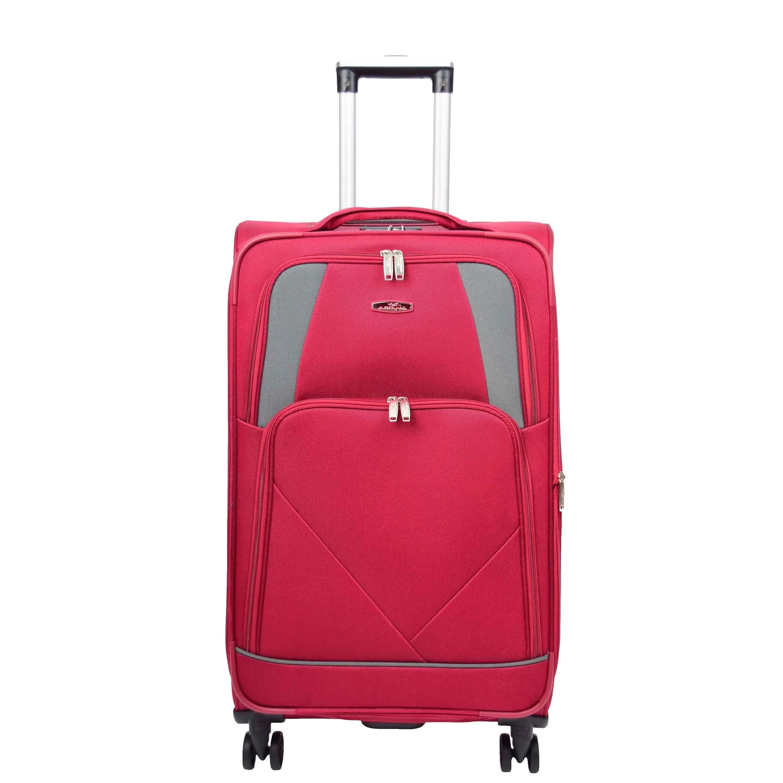 DR568 Soft Case Four Wheel Travel Luggage Suitcase Burgundy