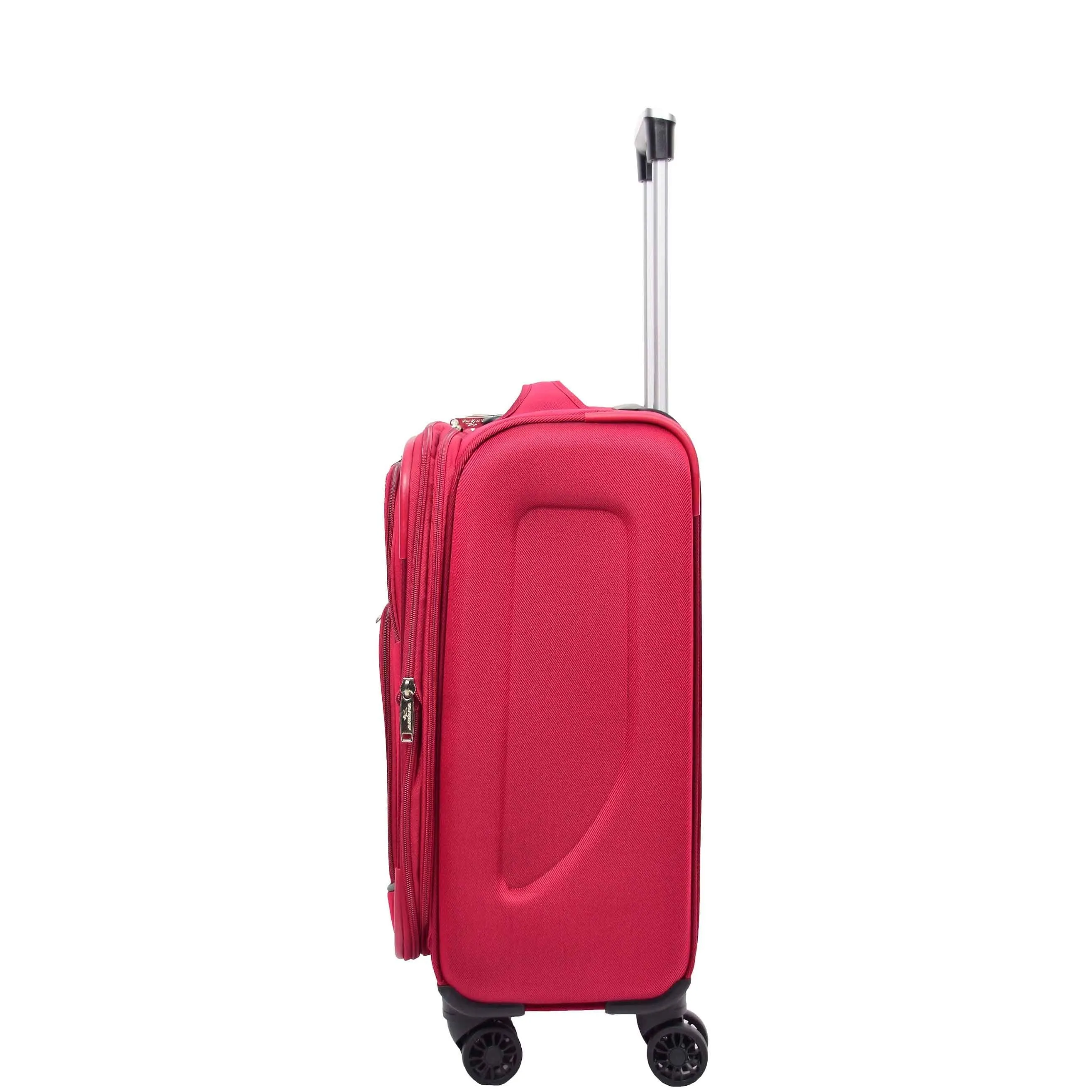 DR568 Soft Case Four Wheel Travel Luggage Suitcase Burgundy