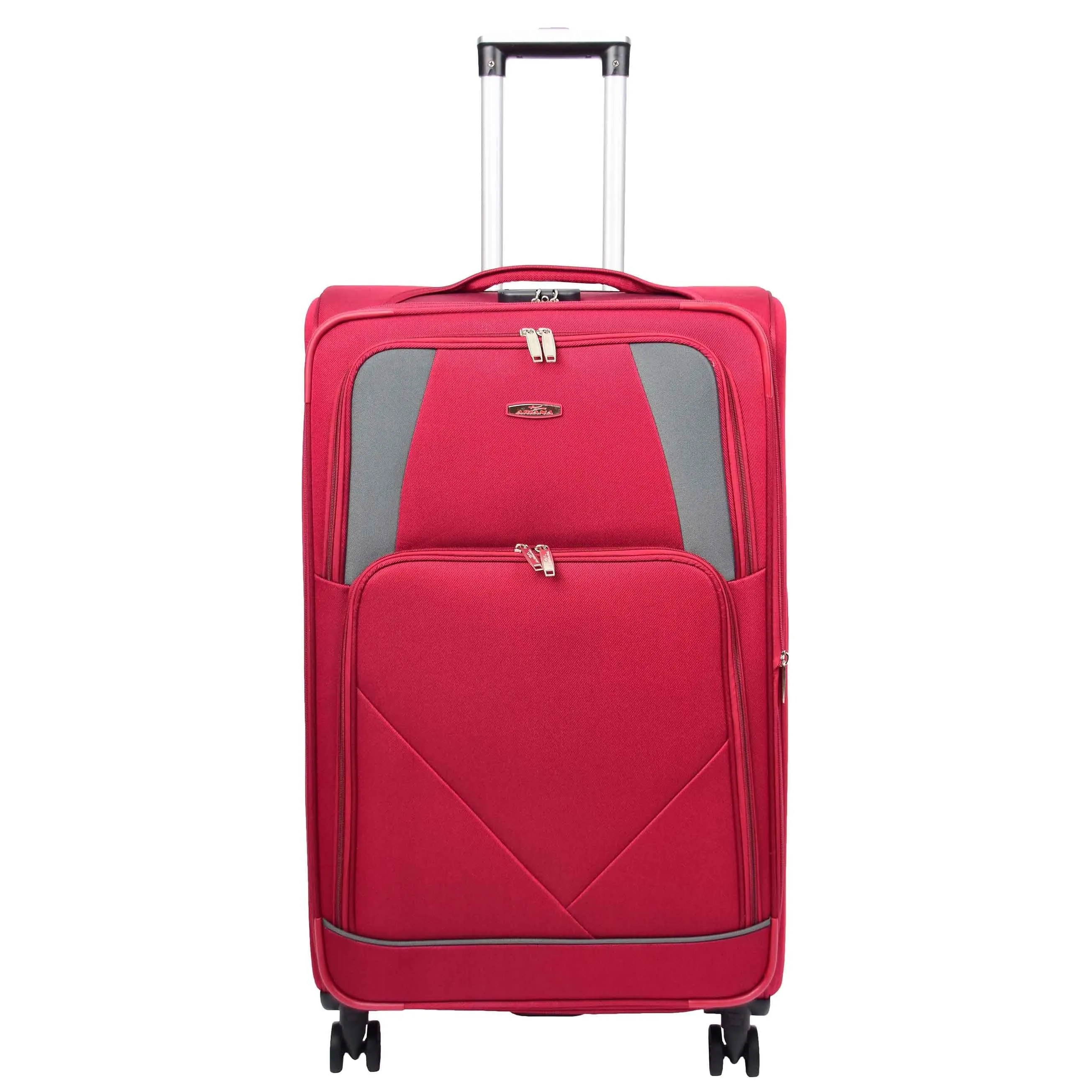 DR568 Soft Case Four Wheel Travel Luggage Suitcase Burgundy