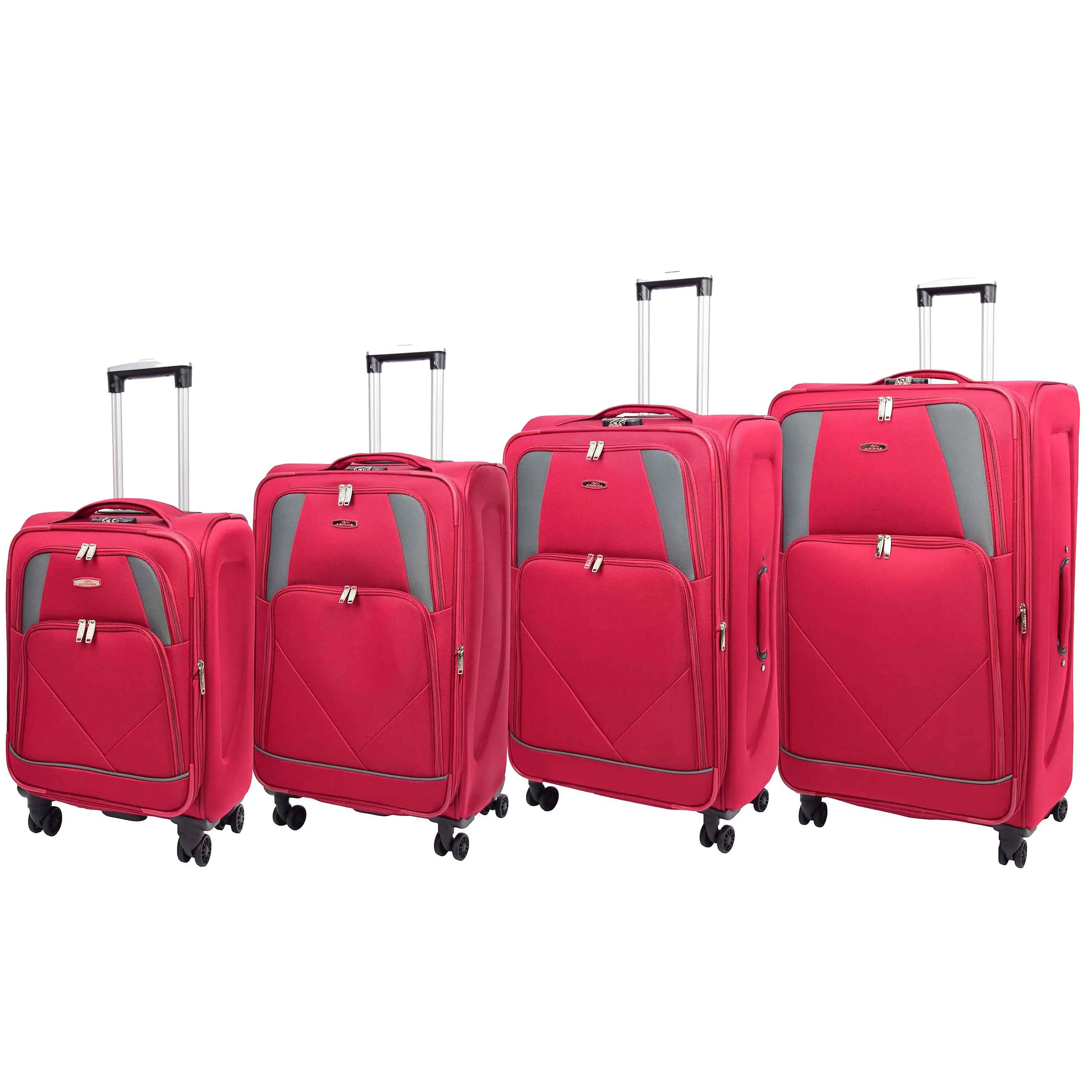 DR568 Soft Case Four Wheel Travel Luggage Suitcase Burgundy