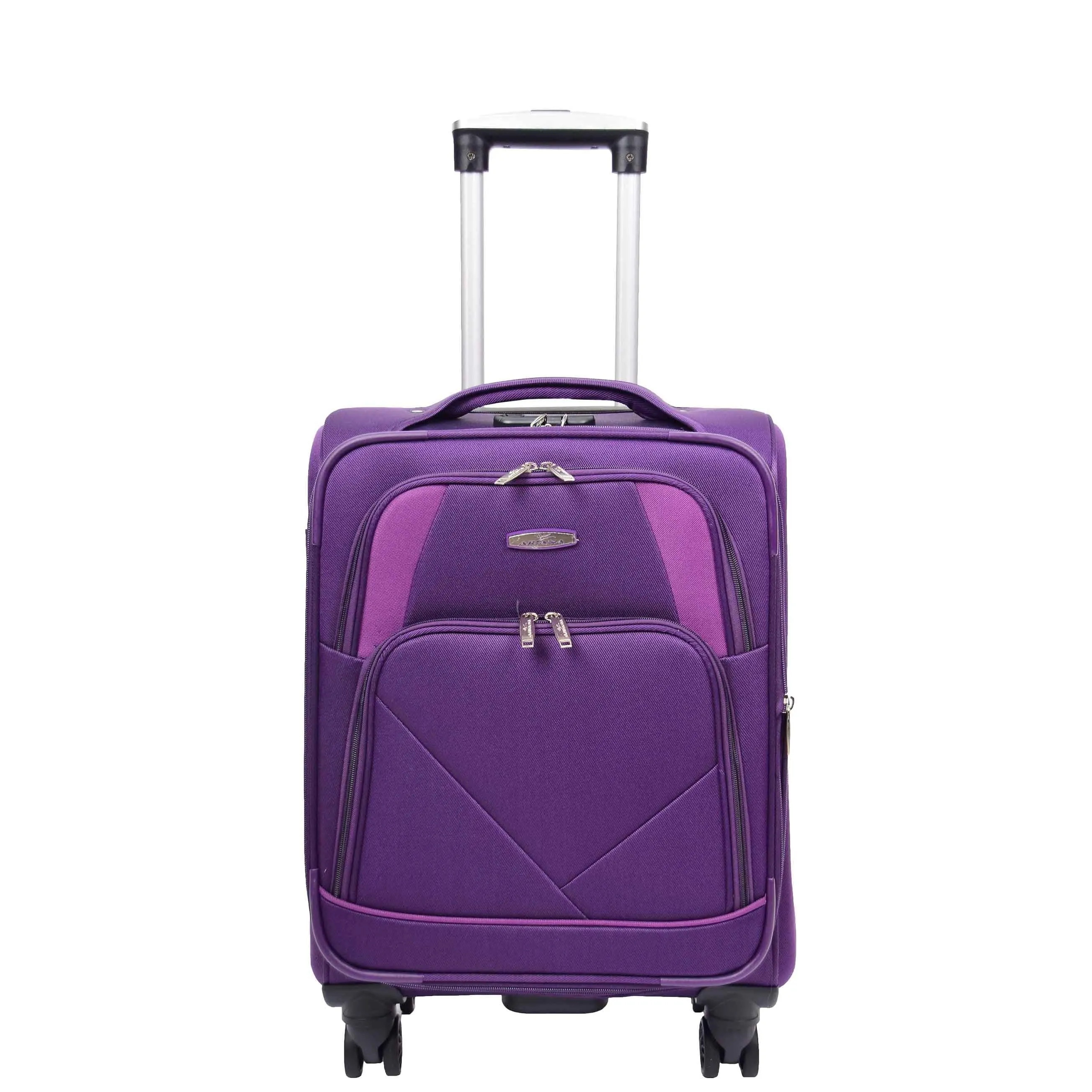 DR568 Soft Case Four Wheel Travel Luggage Suitcase Purple