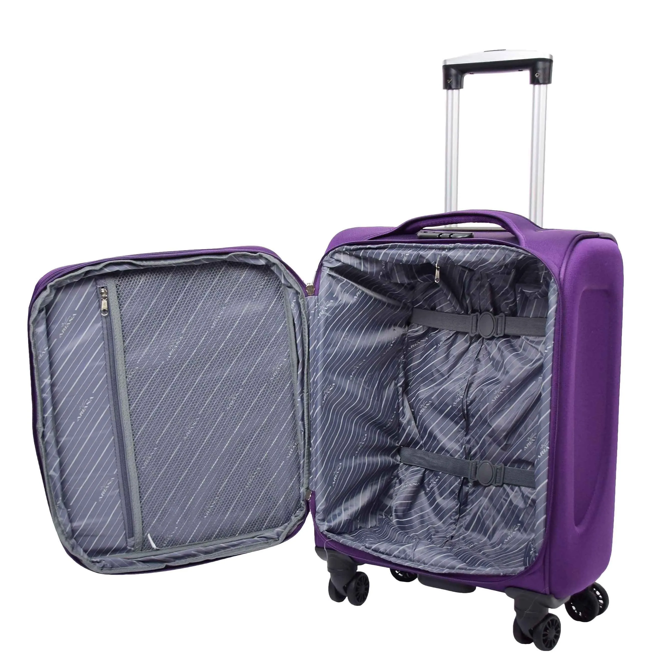 DR568 Soft Case Four Wheel Travel Luggage Suitcase Purple