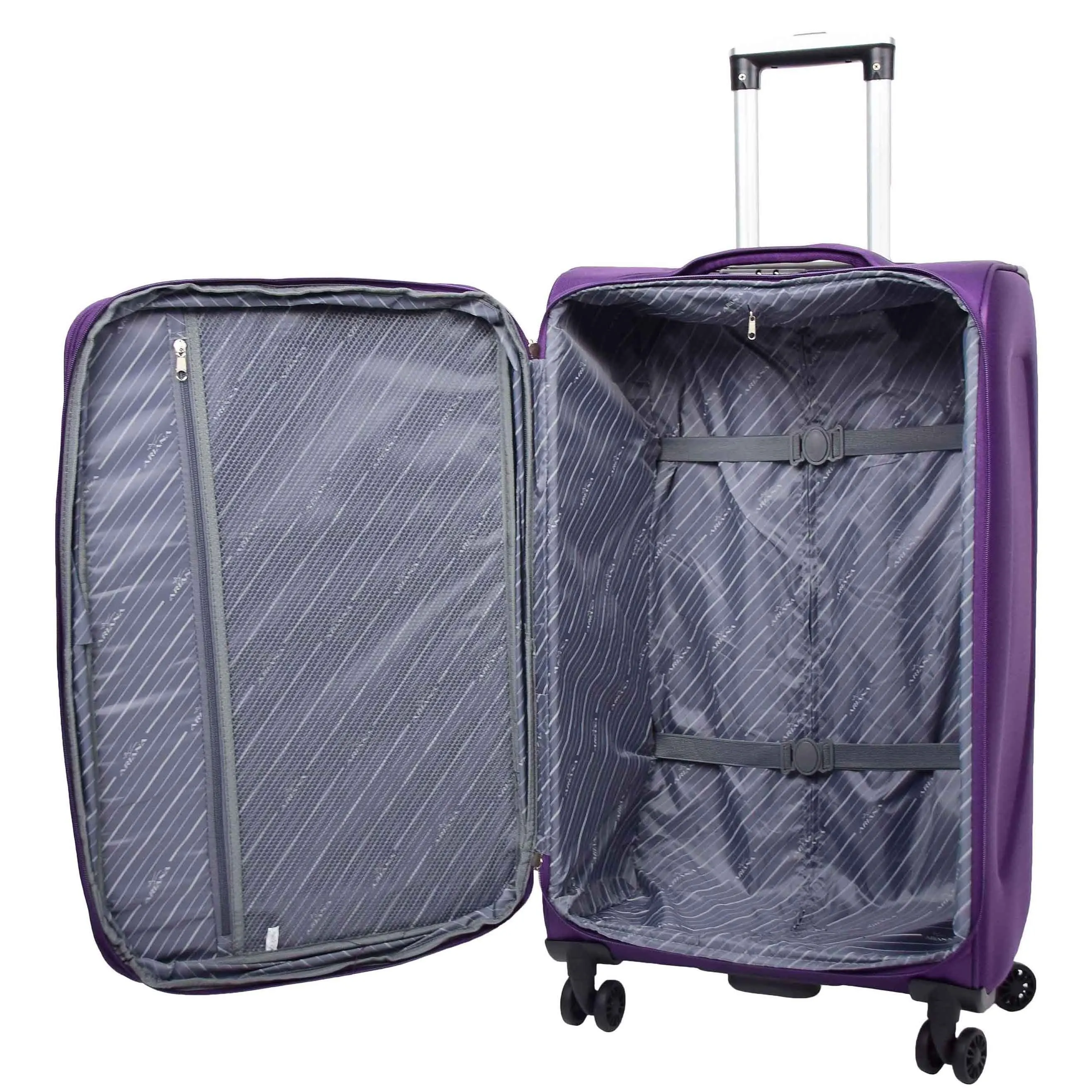 DR568 Soft Case Four Wheel Travel Luggage Suitcase Purple