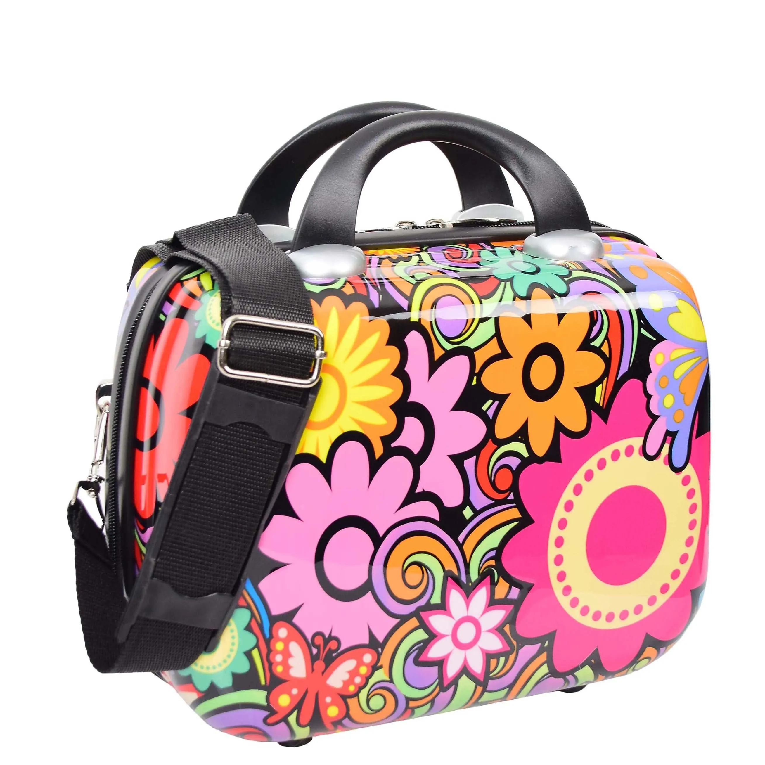 DR576 Expandable Hard Shell Suitcase Four Wheel Luggage Flower Print