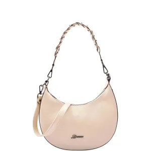 DR579 Women's Leather Cross Body Bag With Twist Handle Strap Off White
