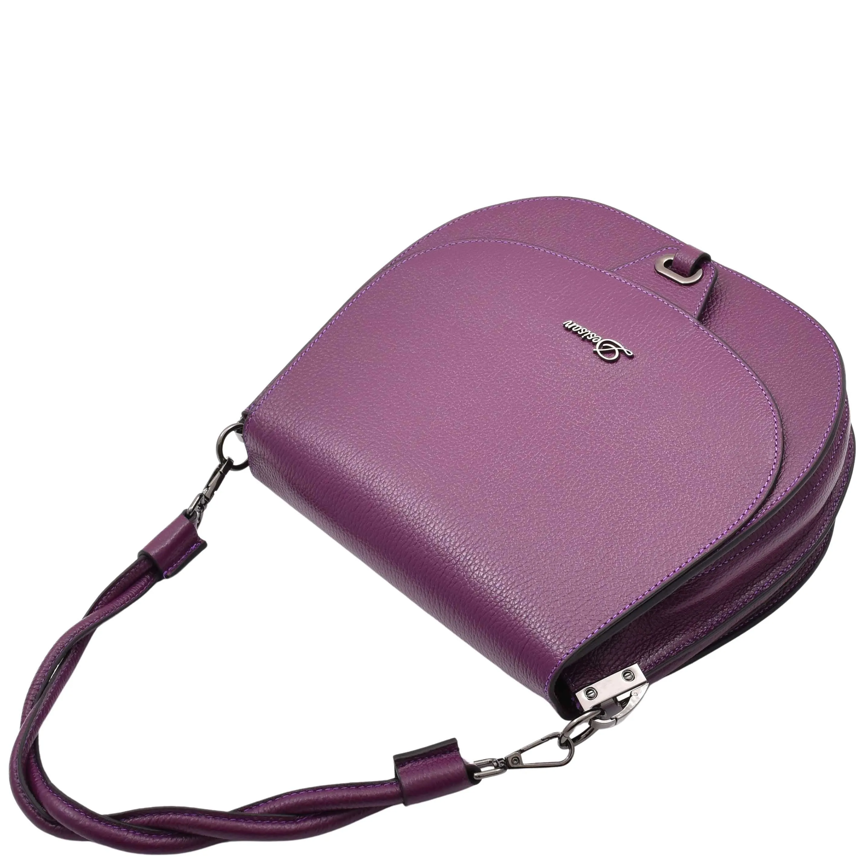 DR581 Women's Real Leather Twist Handle Shoulder Bag Purple