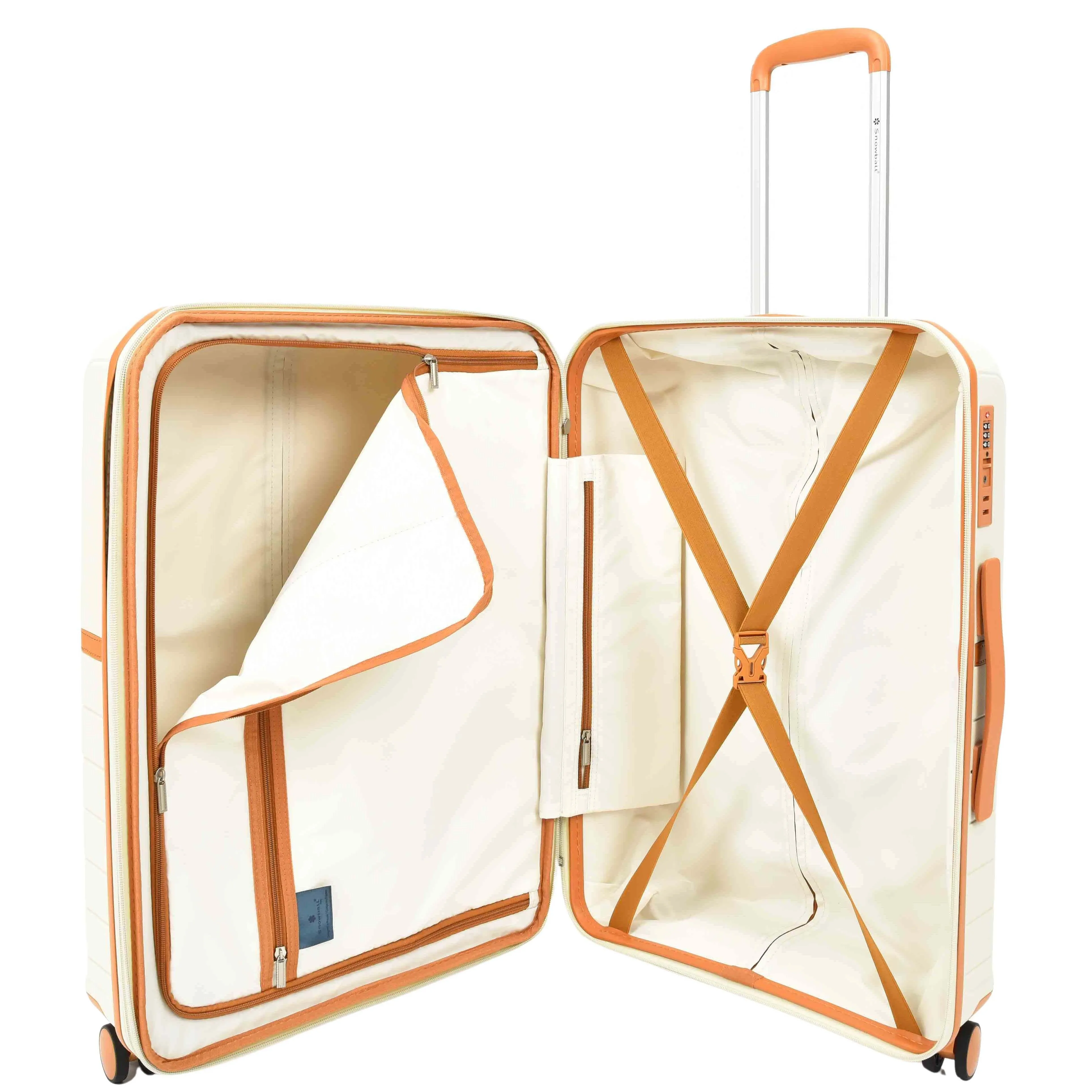 DR626 Hard Shell Expandable Suitcases Wheeled Luggage Milky
