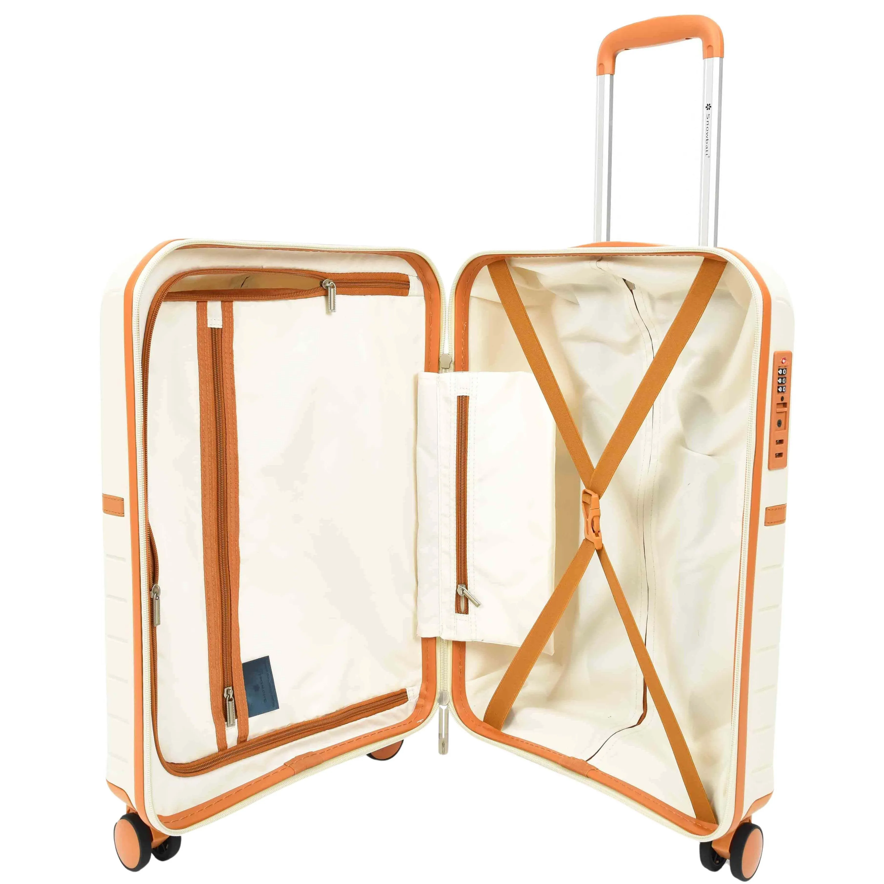 DR626 Hard Shell Expandable Suitcases Wheeled Luggage Milky