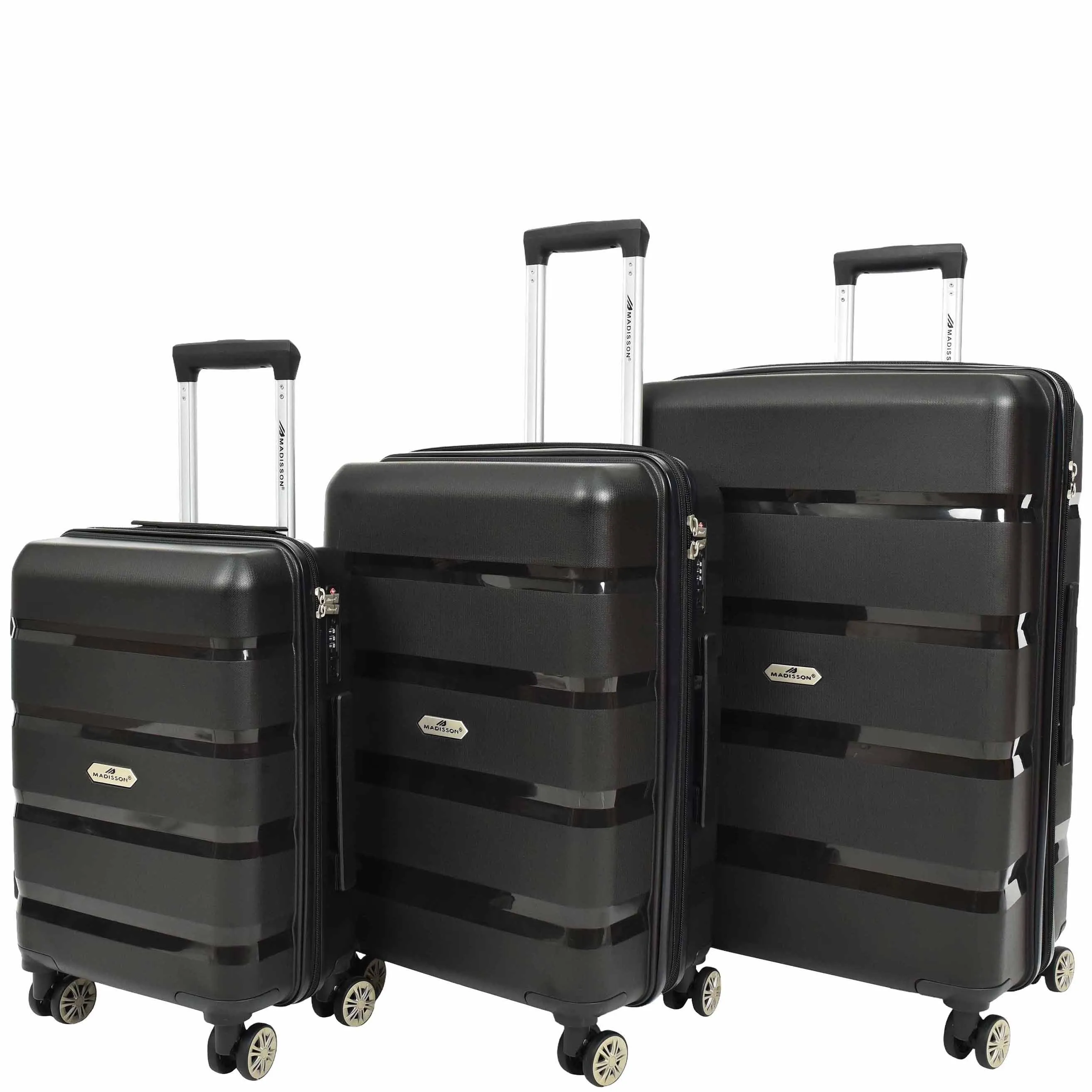 DR646 Expandable Travel Suitcases Hard Shell Four Wheel PP Luggage Black