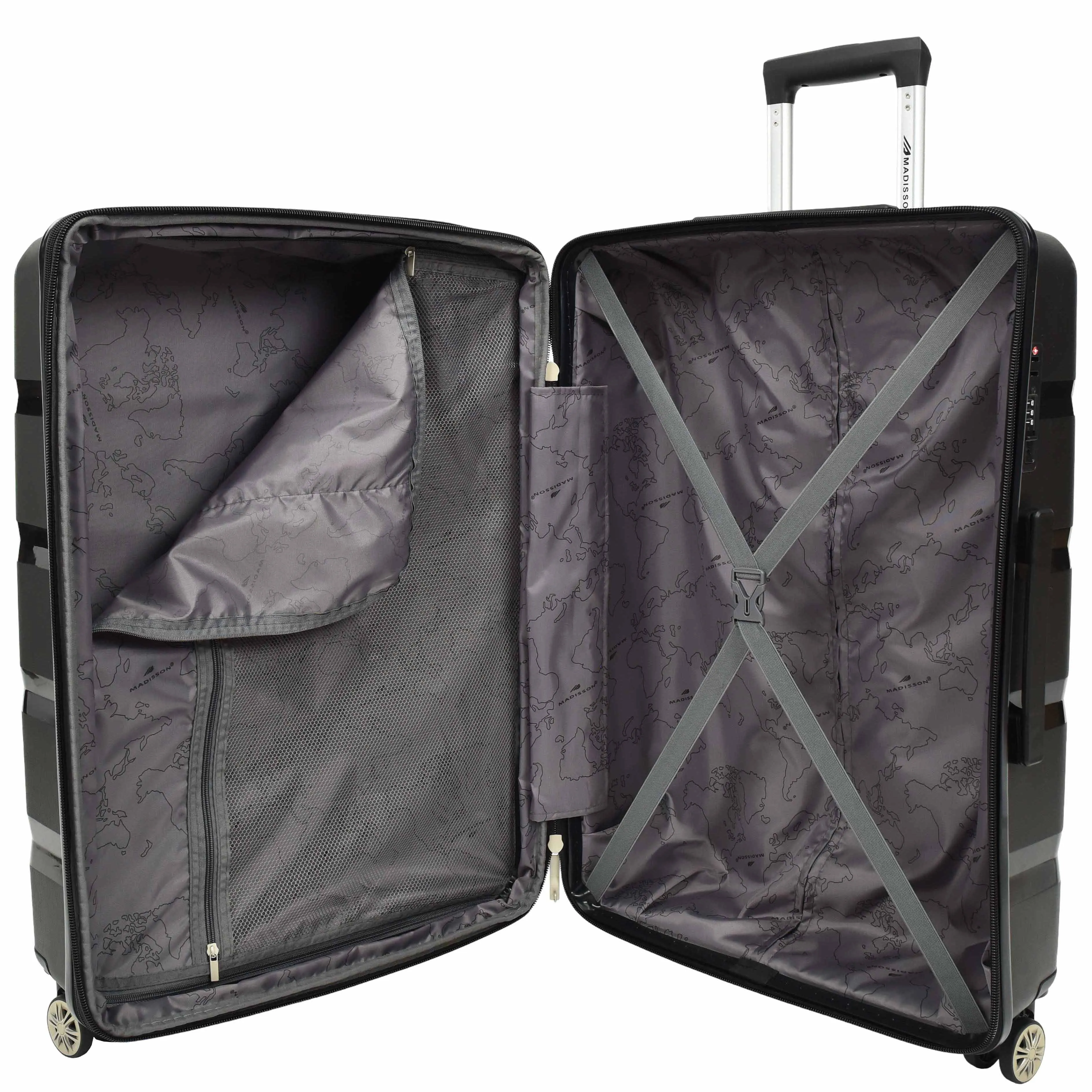DR646 Expandable Travel Suitcases Hard Shell Four Wheel PP Luggage Black