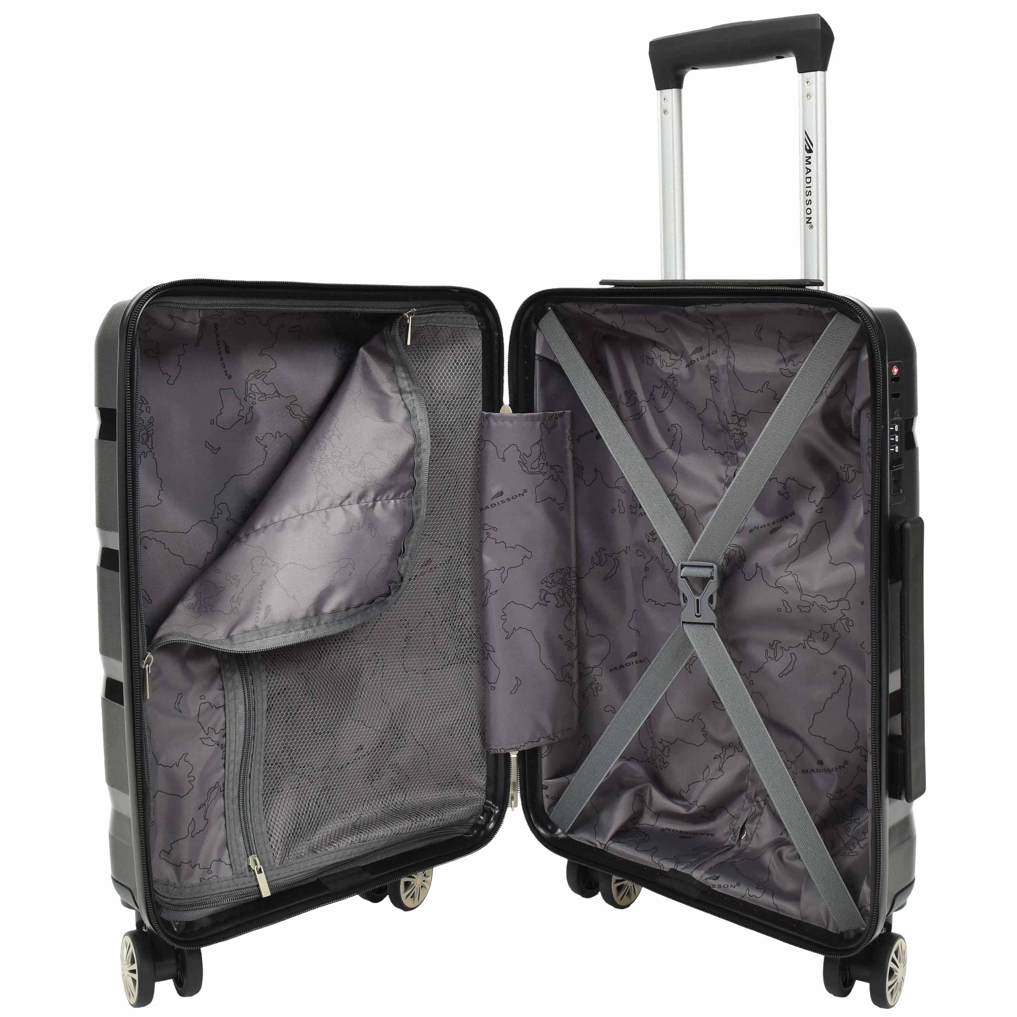 DR646 Expandable Travel Suitcases Hard Shell Four Wheel PP Luggage Black