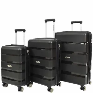 DR646 Expandable Travel Suitcases Hard Shell Four Wheel PP Luggage Black