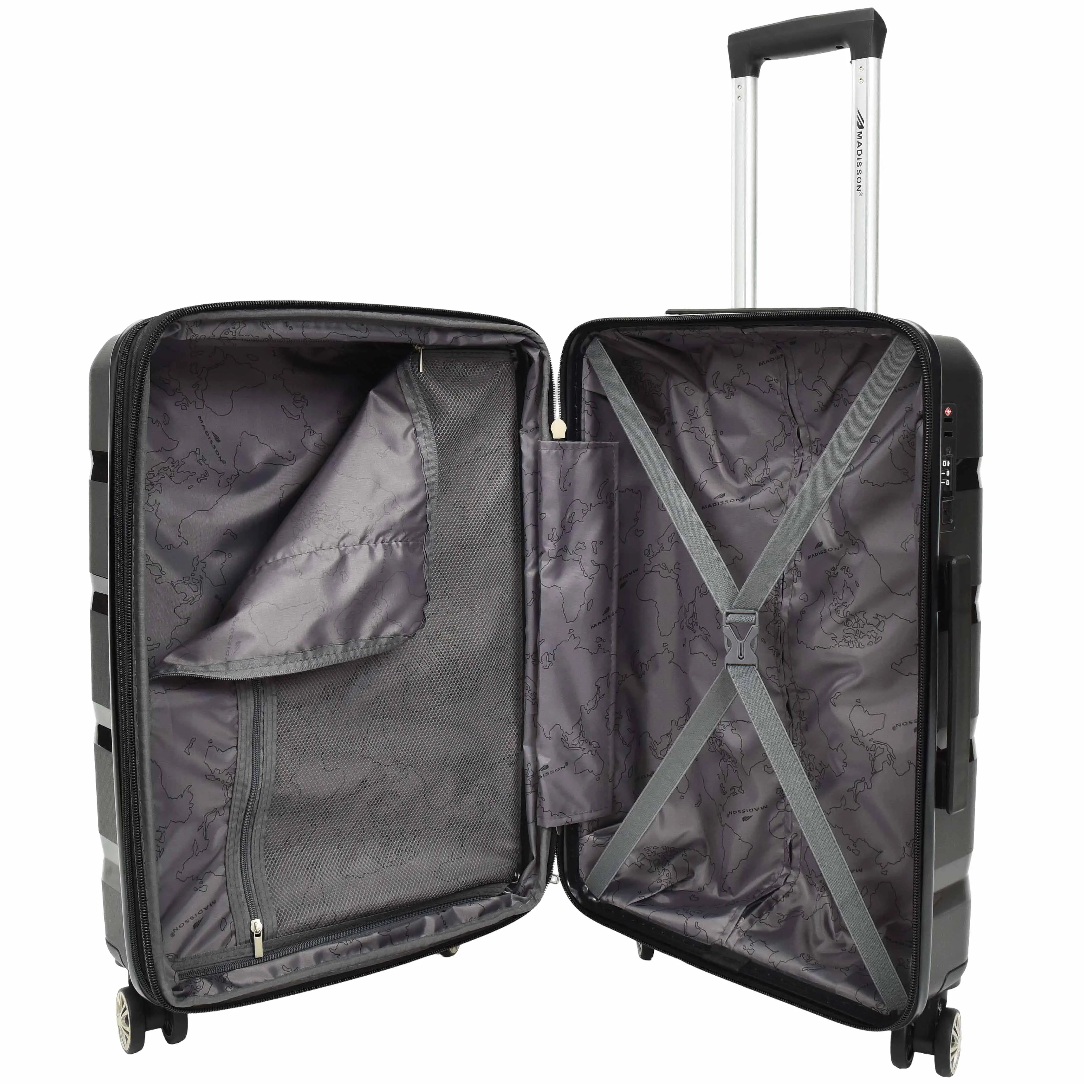 DR646 Expandable Travel Suitcases Hard Shell Four Wheel PP Luggage Black