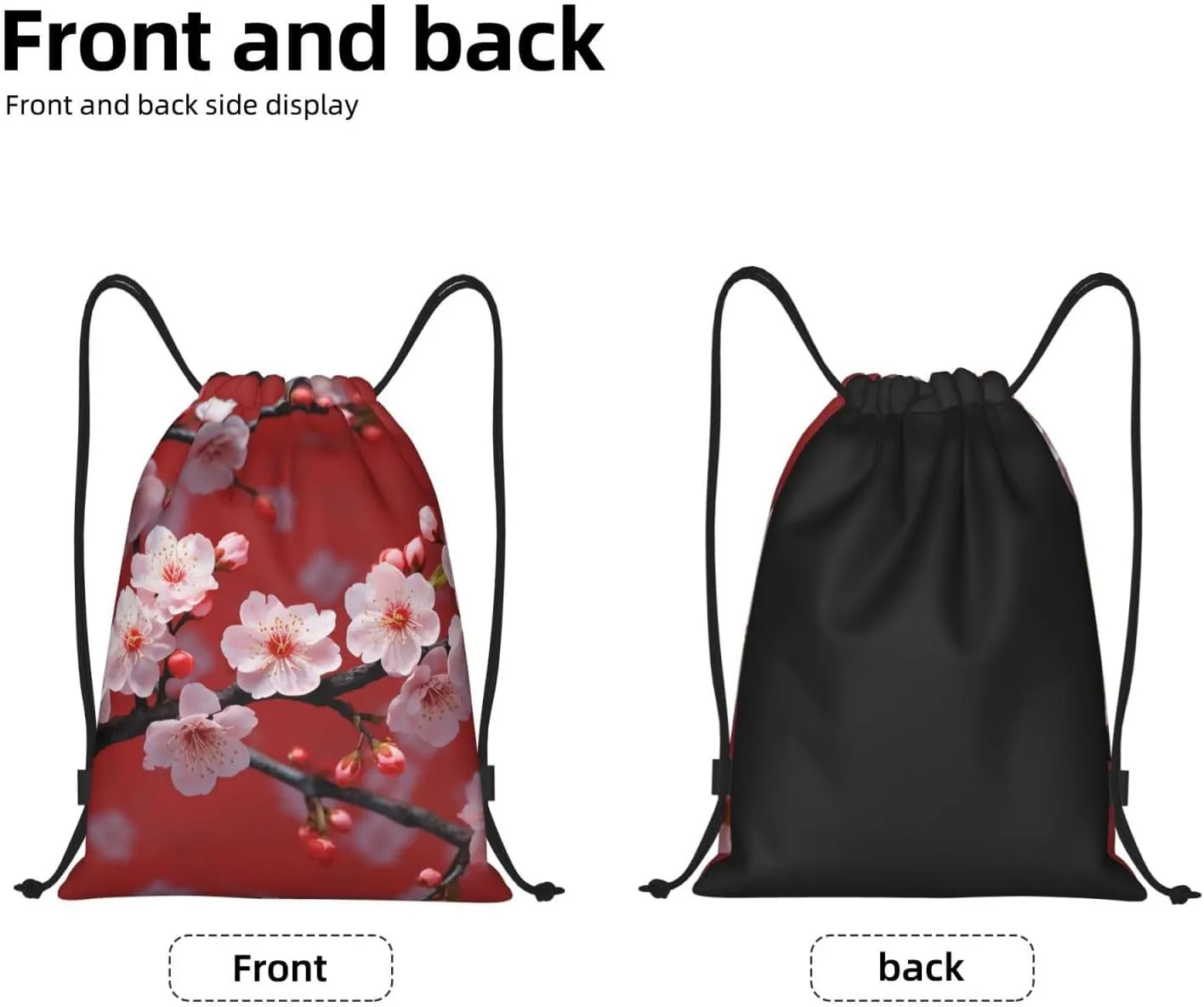 Drawstring Gym Backpack peach plum blossom Sports String Bag Water Resistan Beach Swim Travel Sackpack