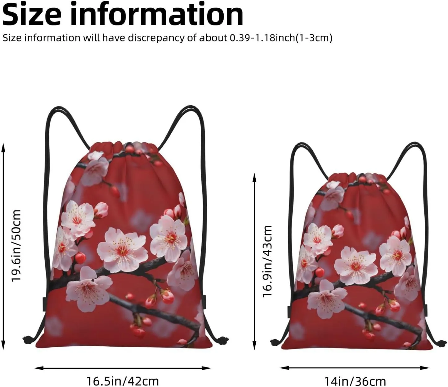 Drawstring Gym Backpack peach plum blossom Sports String Bag Water Resistan Beach Swim Travel Sackpack
