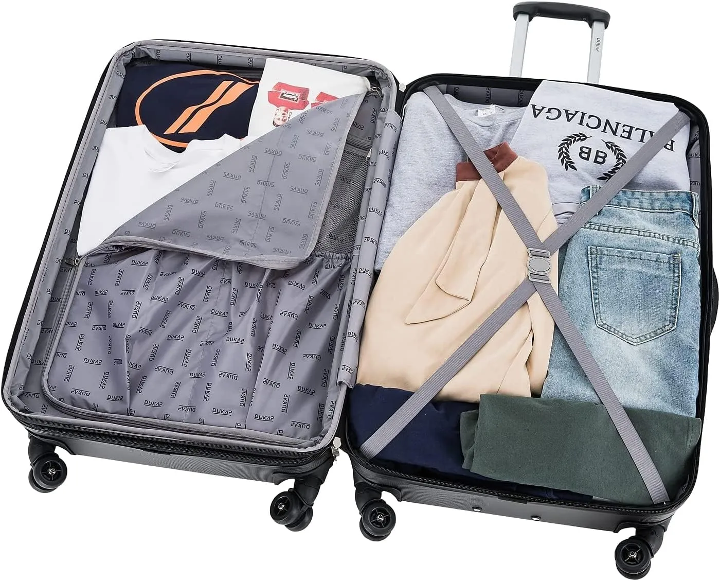 DUKAP INTELY Hardside Luggage Set with Spinner Wheel | Spacious Traveling Suitcase, Travel Suitcases with TSA Lock and Ergonomic GEL Handle | 2 Piece Set (20"/32") | Grey