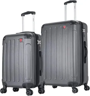 DUKAP INTELY Hardside Luggage Set with Spinner Wheel | Spacious Traveling Suitcase, Travel Suitcases with TSA Lock and Ergonomic GEL Handle | 2 Piece Set (20"/32") | Grey