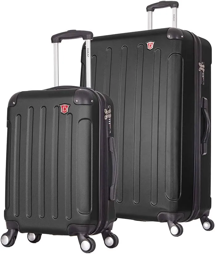 DUKAP INTELY Hardside Luggage Set with Spinner Wheel | Spacious Traveling Suitcases, Travel Suitcases with TSA Lock and Ergonomic GEL Handle | 2 Piece Set (20"/32") | Black