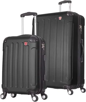 DUKAP INTELY Hardside Luggage Set with Spinner Wheel | Spacious Traveling Suitcases, Travel Suitcases with TSA Lock and Ergonomic GEL Handle | 2 Piece Set (20"/32") | Black
