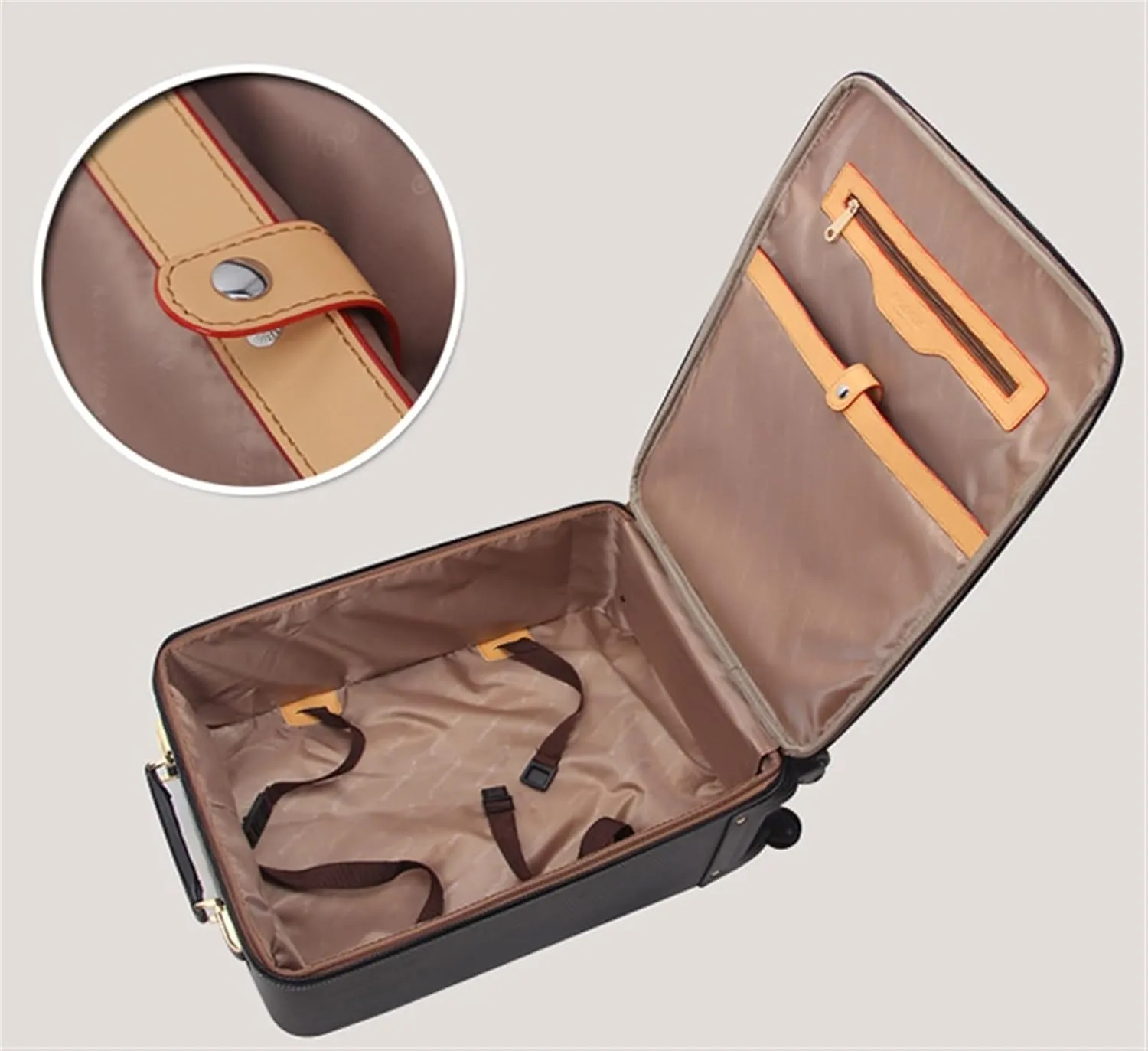 Durable Suitcase for Women 2 Piece Trolley Bag Cabin Size Travel Bag Artificial Leather Carry On Luggage With Wheels Retro Suit Case (Color : A, Size : 20inch)