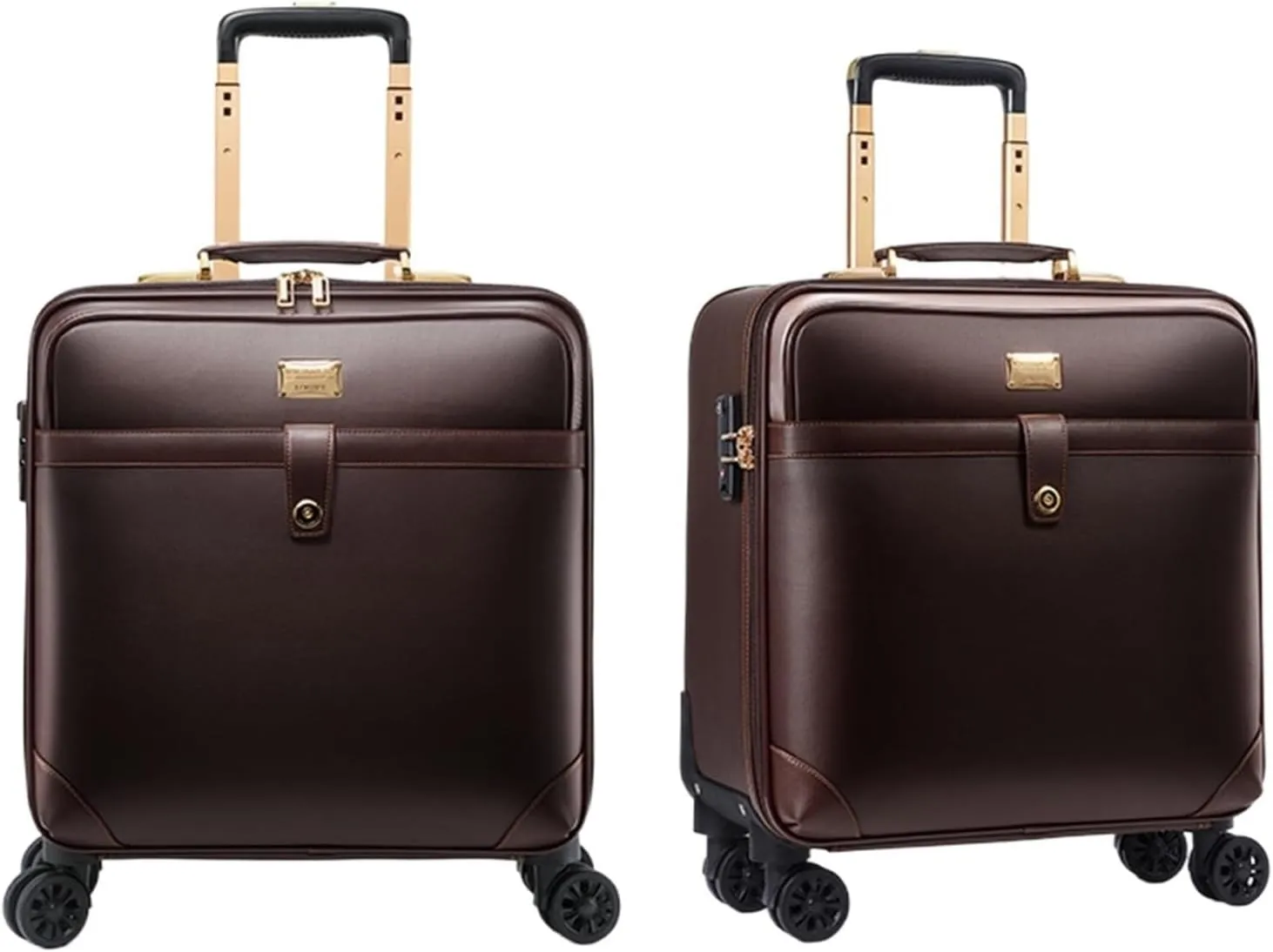 Durable Suitcase for Women 2 Piece Trolley Bag Cabin Size Travel Bag Artificial Leather Carry On Luggage With Wheels Retro Suit Case (Color : A, Size : 20inch)