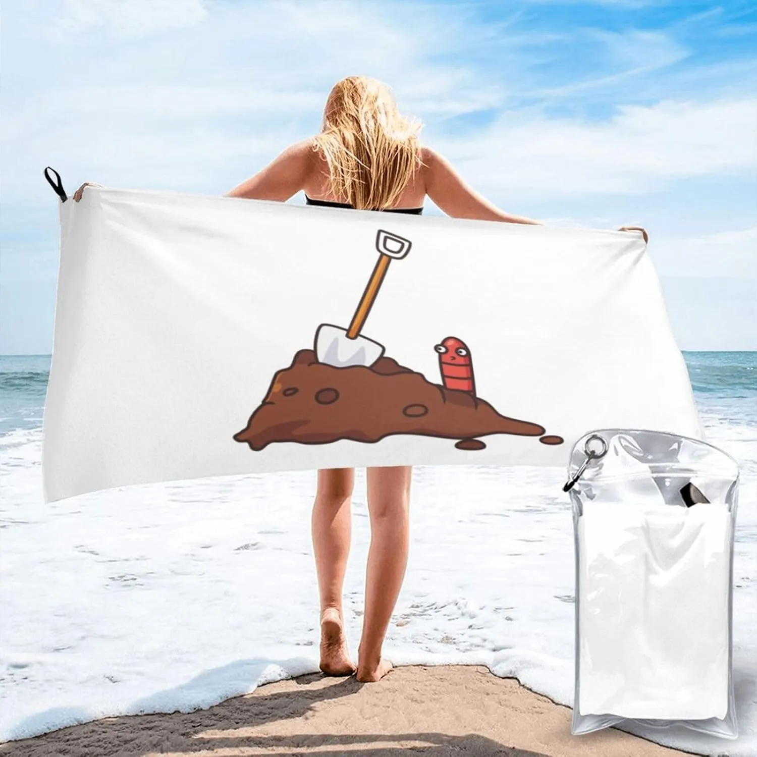 Earthworms and Shovels Bath Towels 31.5"x63" Inch Super Soft Quick Dry Bath Towel Travel Camp Out Gym Bathroom Bath Towels Beach Towels