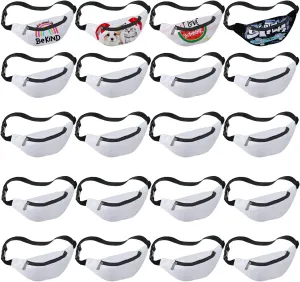 Eccliy Sublimation Fanny Packs for Women Men White Running Waist Bag Waist Pouch with Adjustable Strap Zipper for DIY Hiking Traveling Biking Festival Sports Outdoors Workout