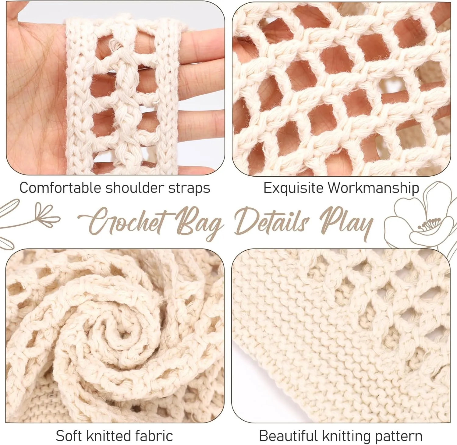 EIMMBD Crochet Bags for Women Beach Totes Bags Aesthetic Summer Tote Shoulder Hippie Bag Knit Bag