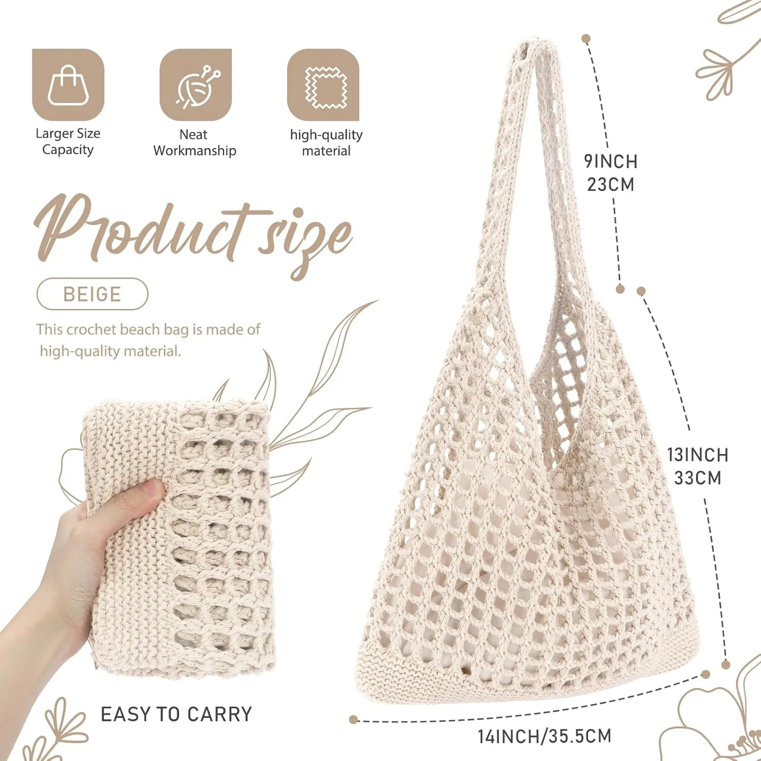 EIMMBD Crochet Bags for Women Beach Totes Bags Aesthetic Summer Tote Shoulder Hippie Bag Knit Bag
