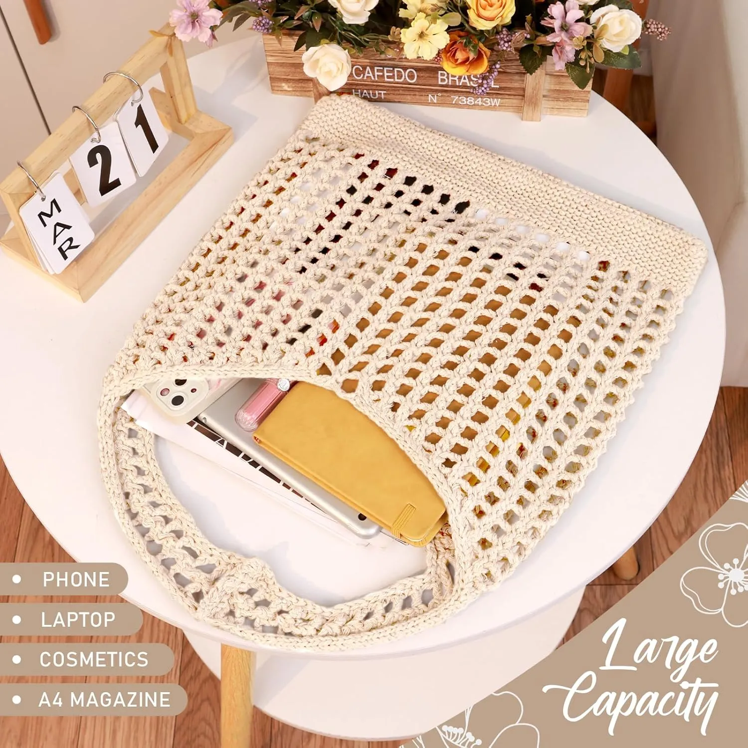 EIMMBD Crochet Bags for Women Beach Totes Bags Aesthetic Summer Tote Shoulder Hippie Bag Knit Bag