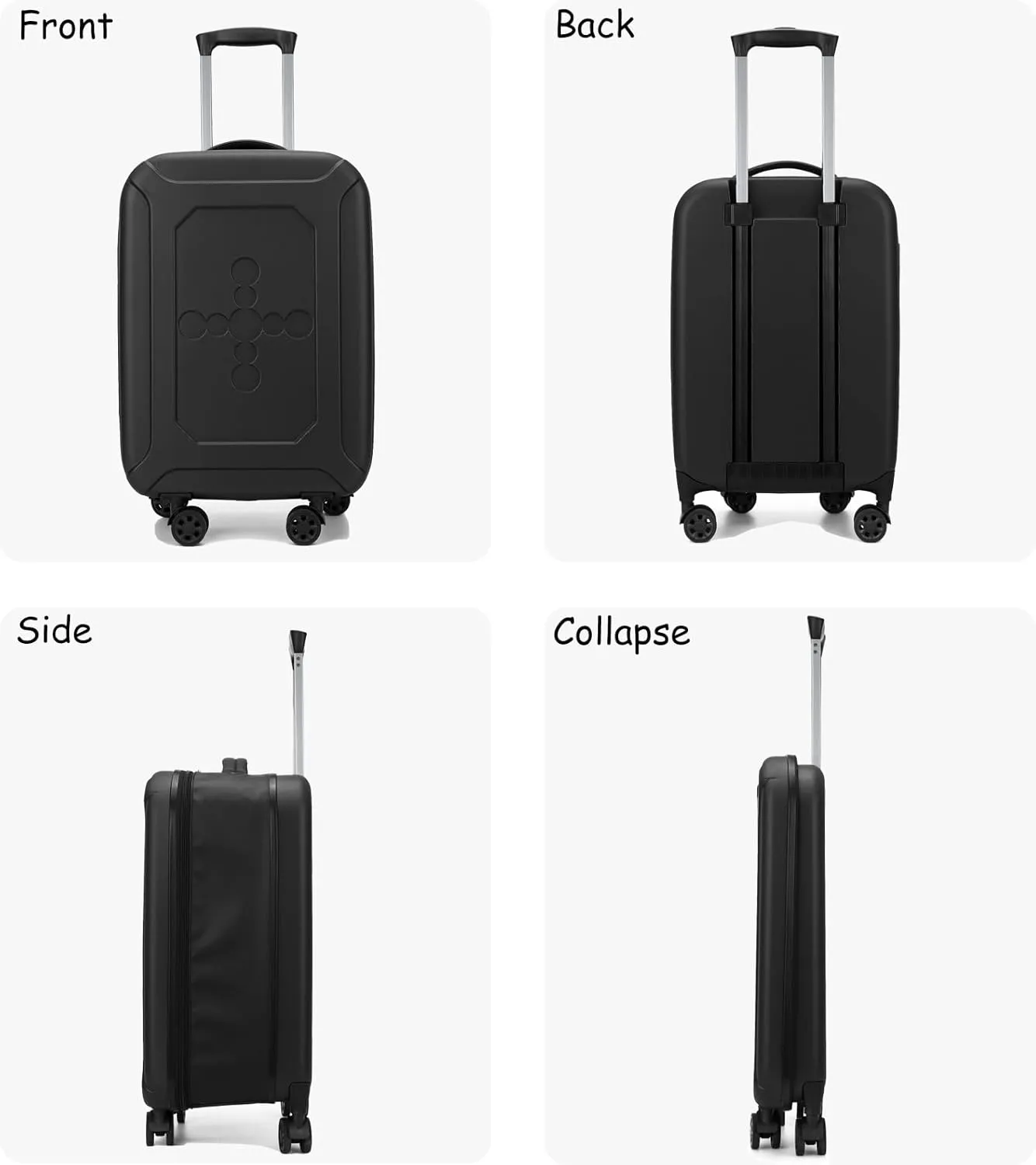 ELDA Collapsible Suitcase Checked Fully Foldable Luggage Hardshell Carry-On Rolling Suitcases with Silent Spinner Wheels,Combination Lock Travel for Men Women (24-Inch)