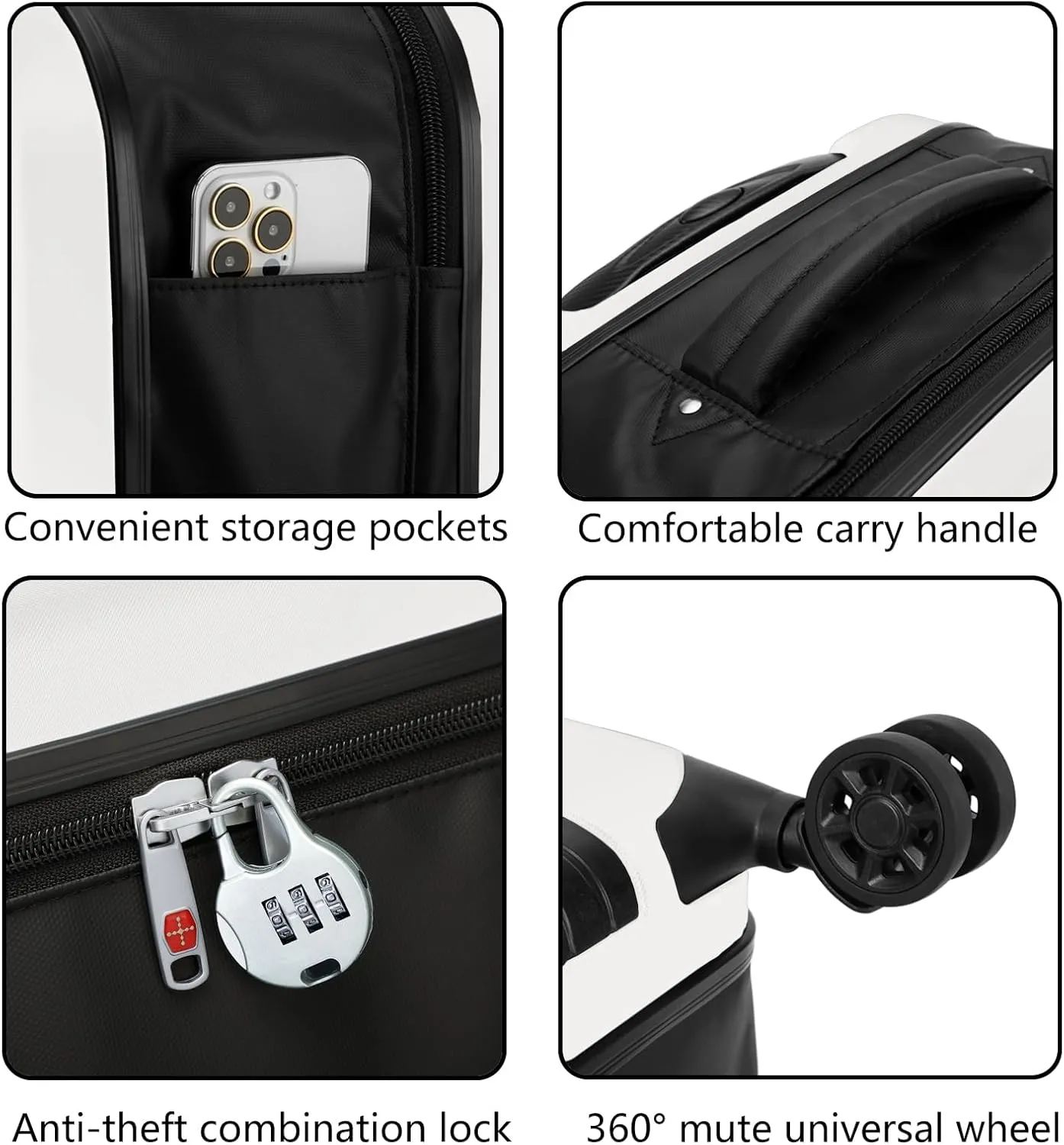 ELDA Collapsible Suitcase Checked Fully Foldable Luggage Hardshell Carry-On Rolling Suitcases with Silent Spinner Wheels,Combination Lock Travel for Men Women （24-Inch）