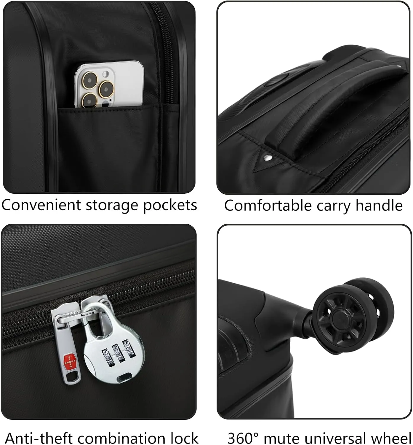 ELDA Collapsible Suitcase Checked Fully Foldable Luggage Hardshell Carry-On Rolling Suitcases with Silent Spinner Wheels,Combination Lock Travel for Men Women (24-Inch)