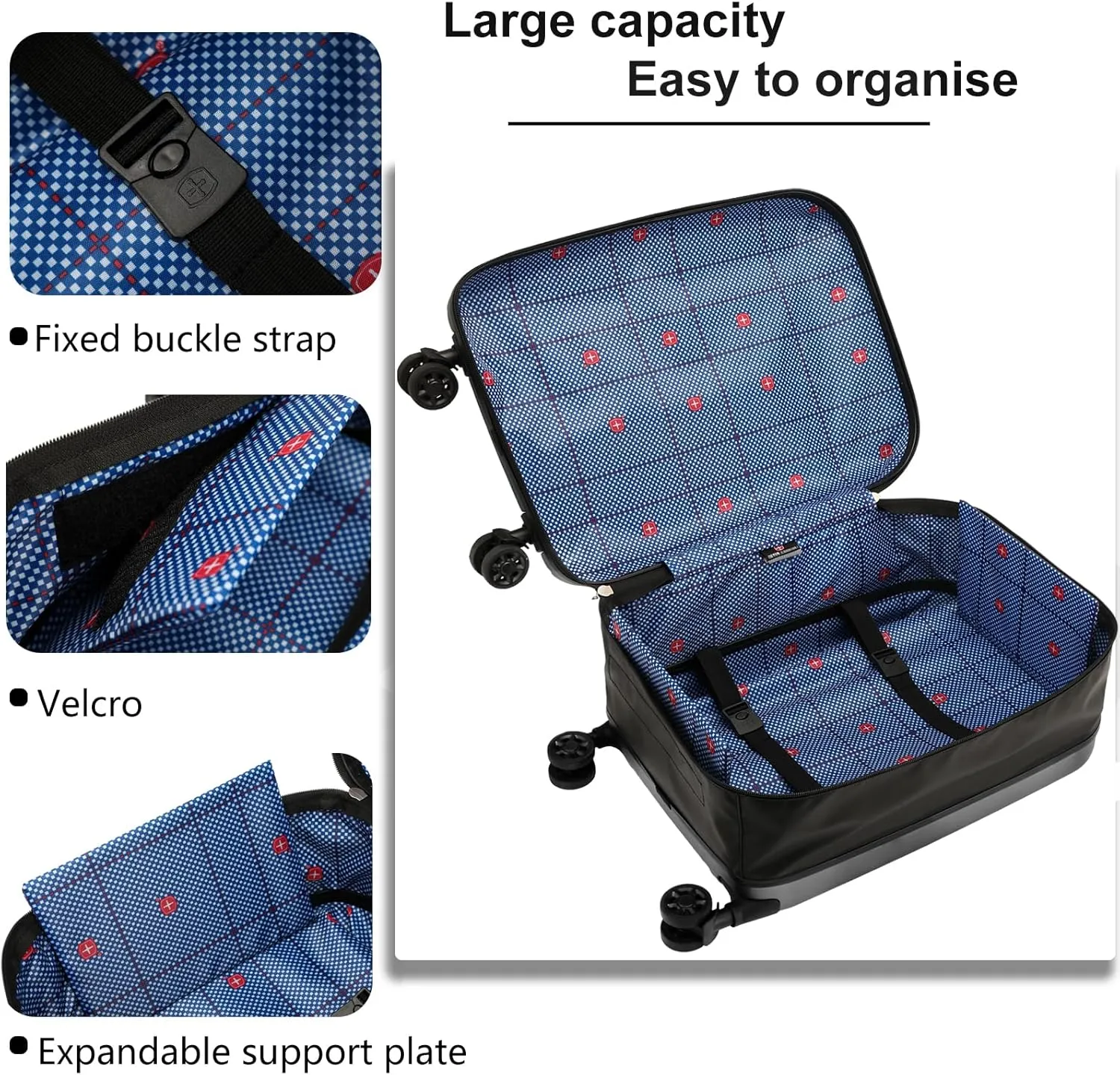 ELDA Collapsible Suitcase Checked Fully Foldable Luggage Hardshell Carry-On Rolling Suitcases with Silent Spinner Wheels,Combination Lock Travel for Men Women (24-Inch)