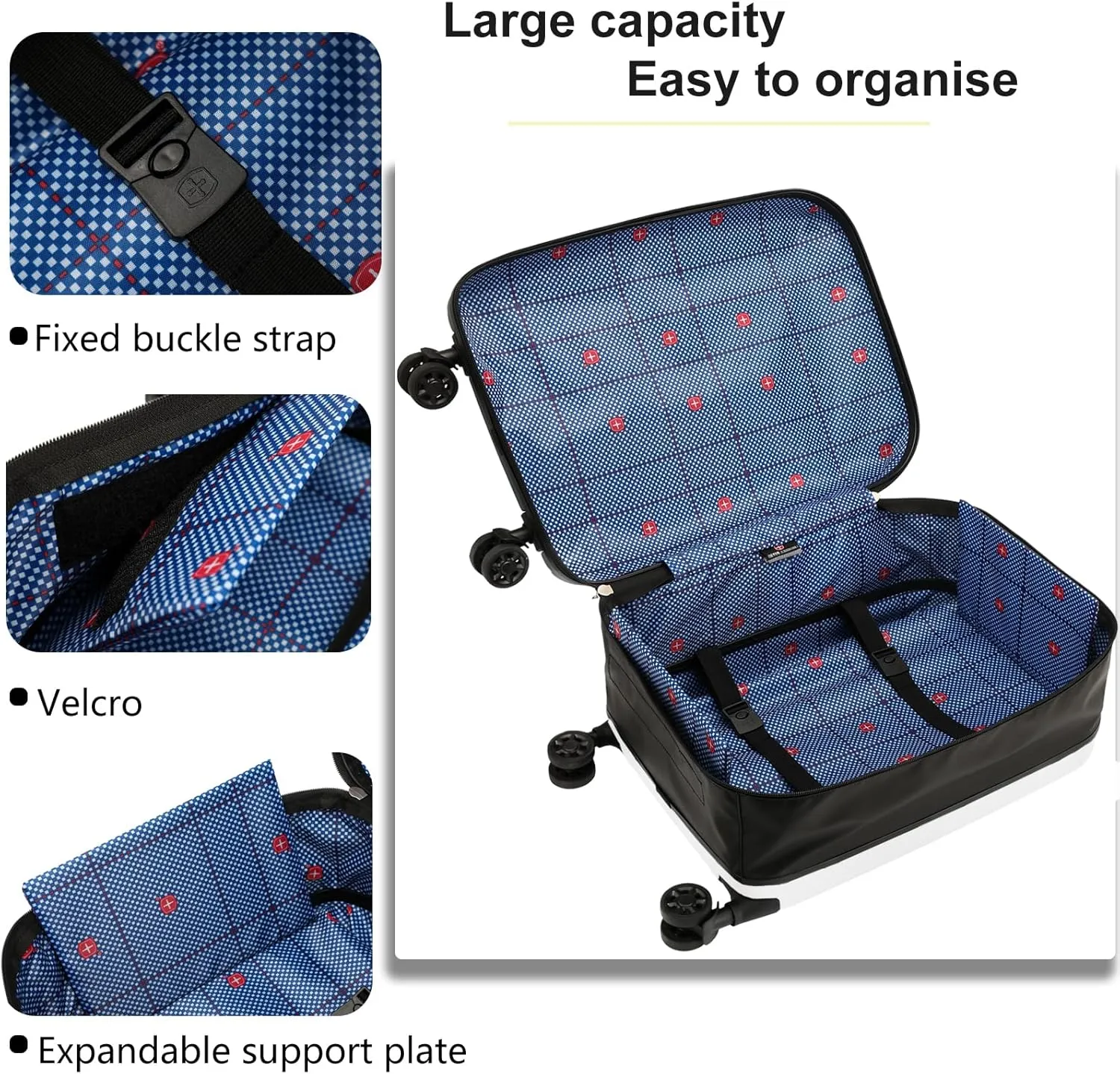 ELDA Collapsible Suitcase Checked Fully Foldable Luggage Hardshell Carry-On Rolling Suitcases with Silent Spinner Wheels,Combination Lock Travel for Men Women （24-Inch）