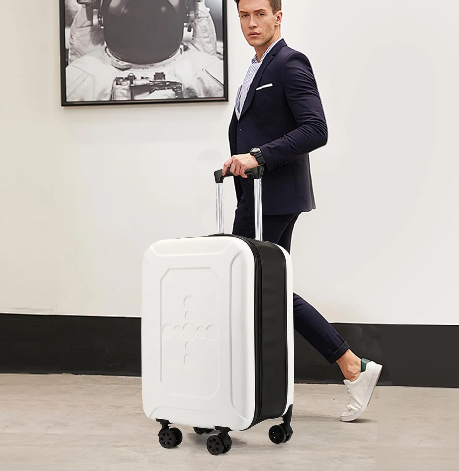 ELDA Collapsible Suitcase Checked Fully Foldable Luggage Hardshell Carry-On Rolling Suitcases with Silent Spinner Wheels,Combination Lock Travel for Men Women （24-Inch）