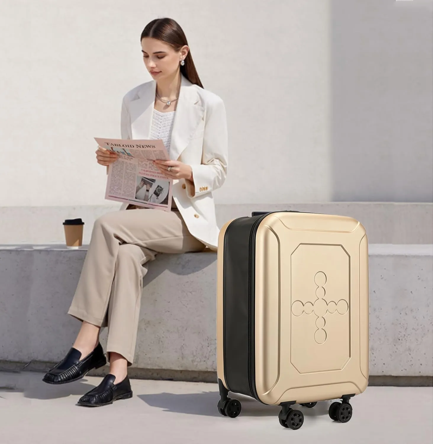 ELDA Collapsible Suitcase Checked Fully Foldable Luggage Hardshell Carry-On Rolling Suitcases with Silent Spinner Wheels,Combination Lock Travel for Men Women(24-Inch)