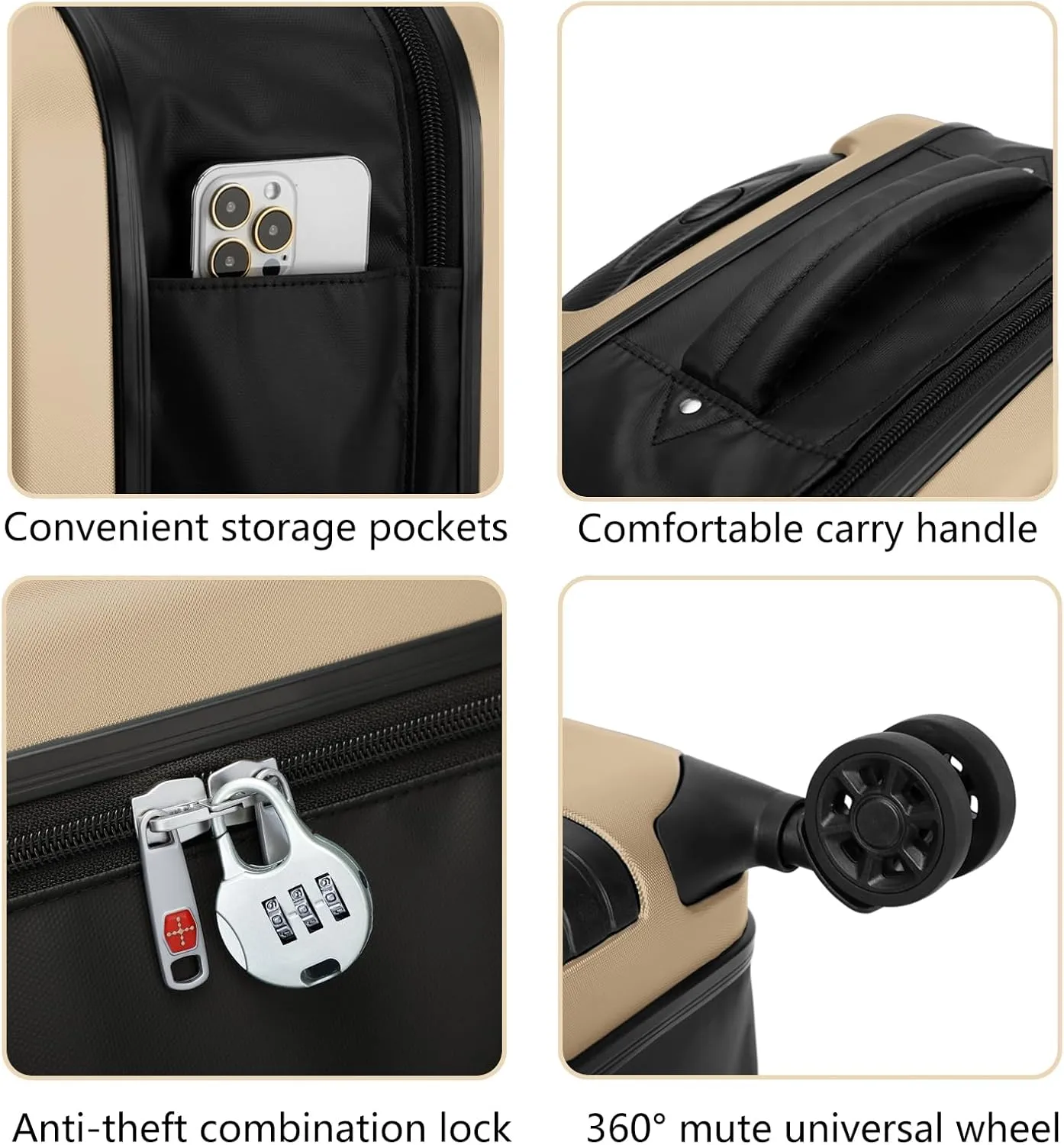 ELDA Collapsible Suitcase Checked Fully Foldable Luggage Hardshell Carry-On Rolling Suitcases with Silent Spinner Wheels,Combination Lock Travel for Men Women(24-Inch)