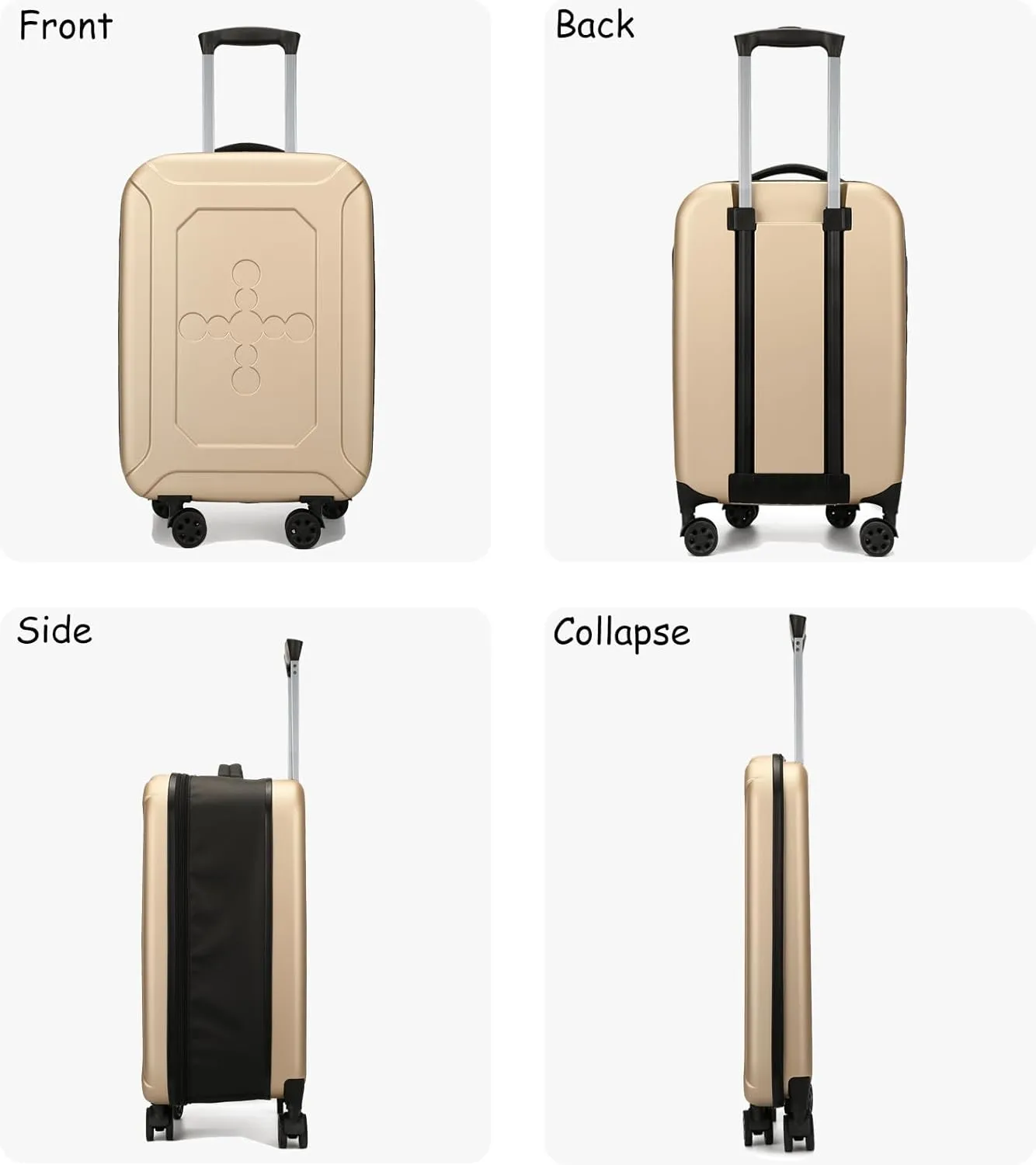 ELDA Collapsible Suitcase Checked Fully Foldable Luggage Hardshell Carry-On Rolling Suitcases with Silent Spinner Wheels,Combination Lock Travel for Men Women(24-Inch)