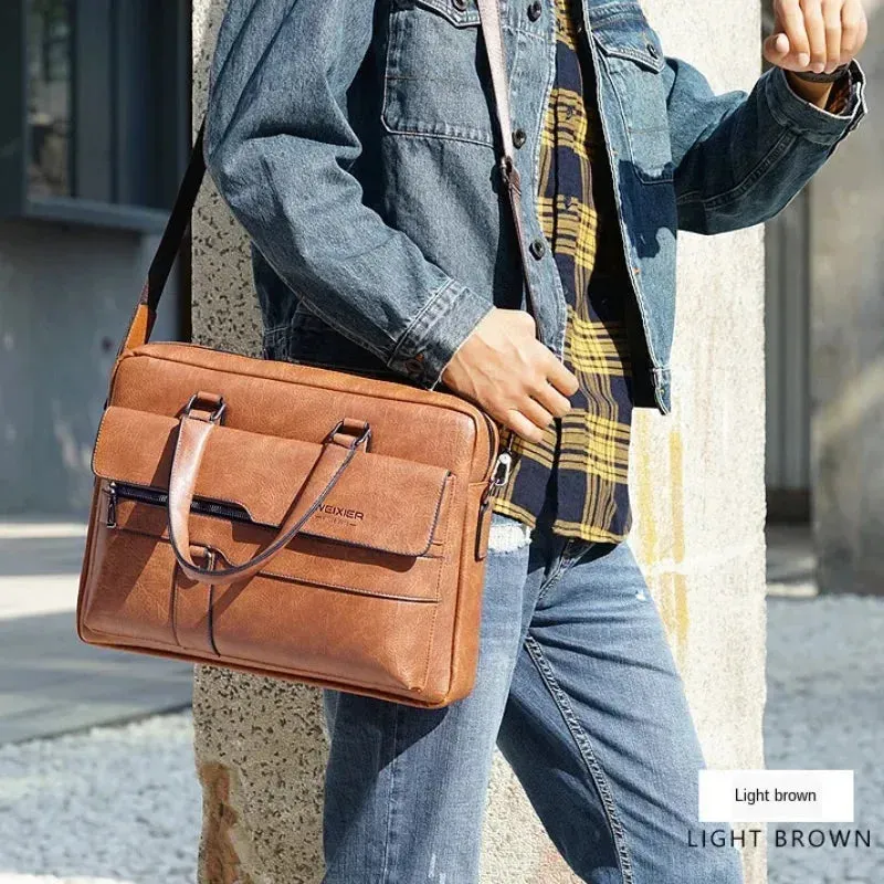 Elegance Classique Pro Men Briefcase Bag High Quality Business Famous Brand PU Leather Shoulder Messenger Bags Office Handbag 14 inch Laptop bag