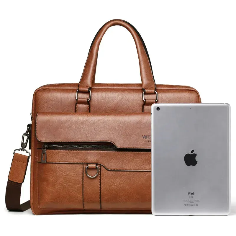 Elegance Classique Pro Men Briefcase Bag High Quality Business Famous Brand PU Leather Shoulder Messenger Bags Office Handbag 14 inch Laptop bag