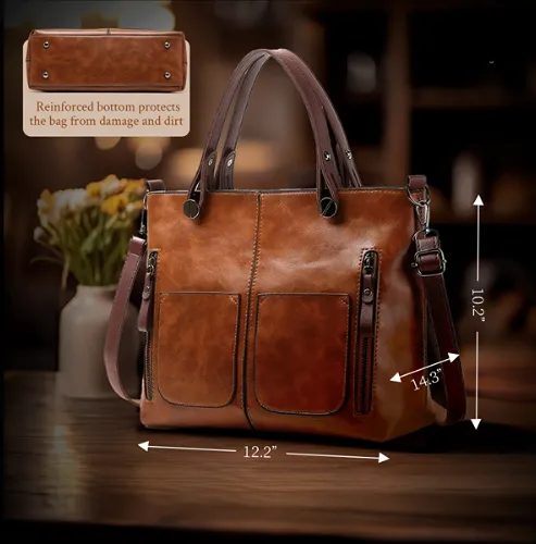 Elinor’s Urban Classic | Multi-Pocket Leather Shoulder Bag