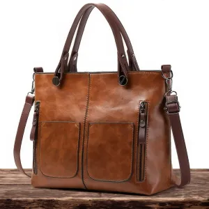 Elinor’s Urban Classic | Multi-Pocket Leather Shoulder Bag