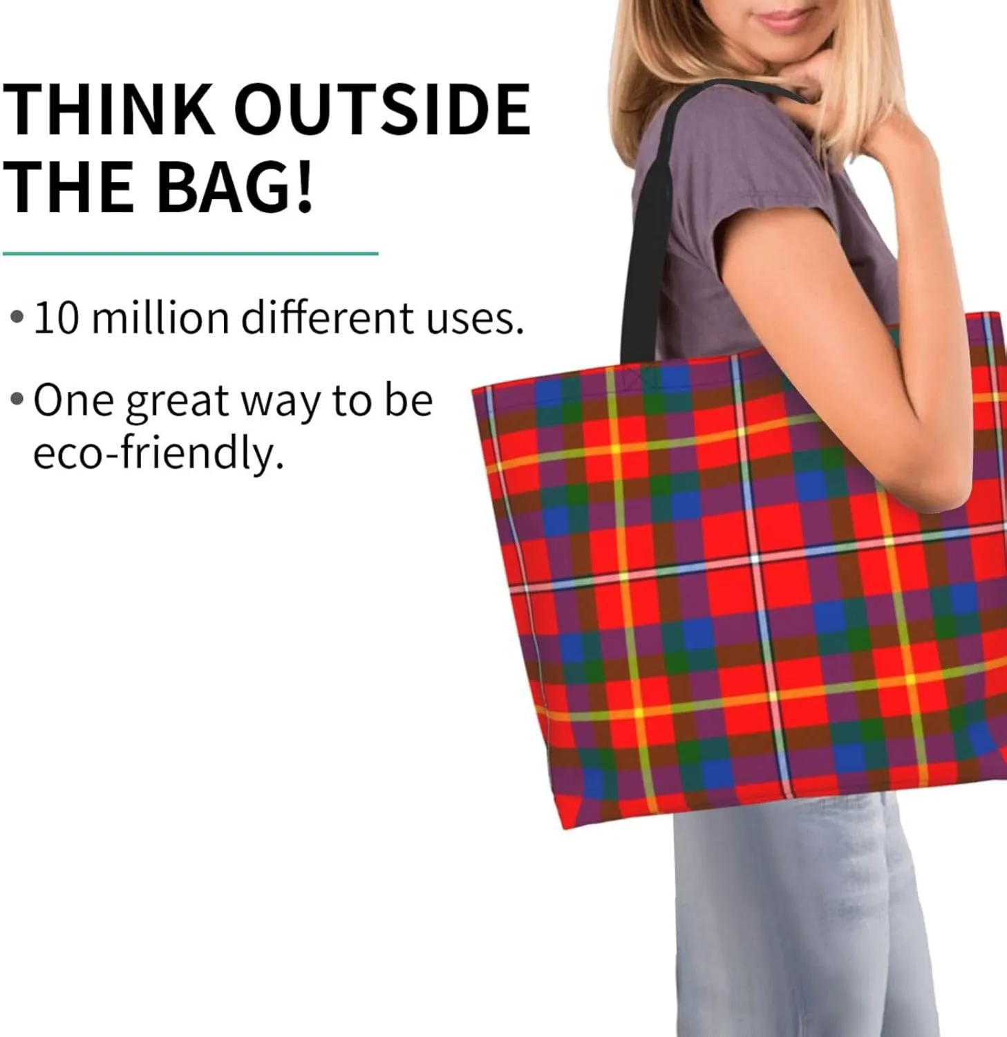 Elliot Ancient Tartan Tote Bag For Women Weekender Travel Bag Reusable Grocery Bags Large Totes Handbags